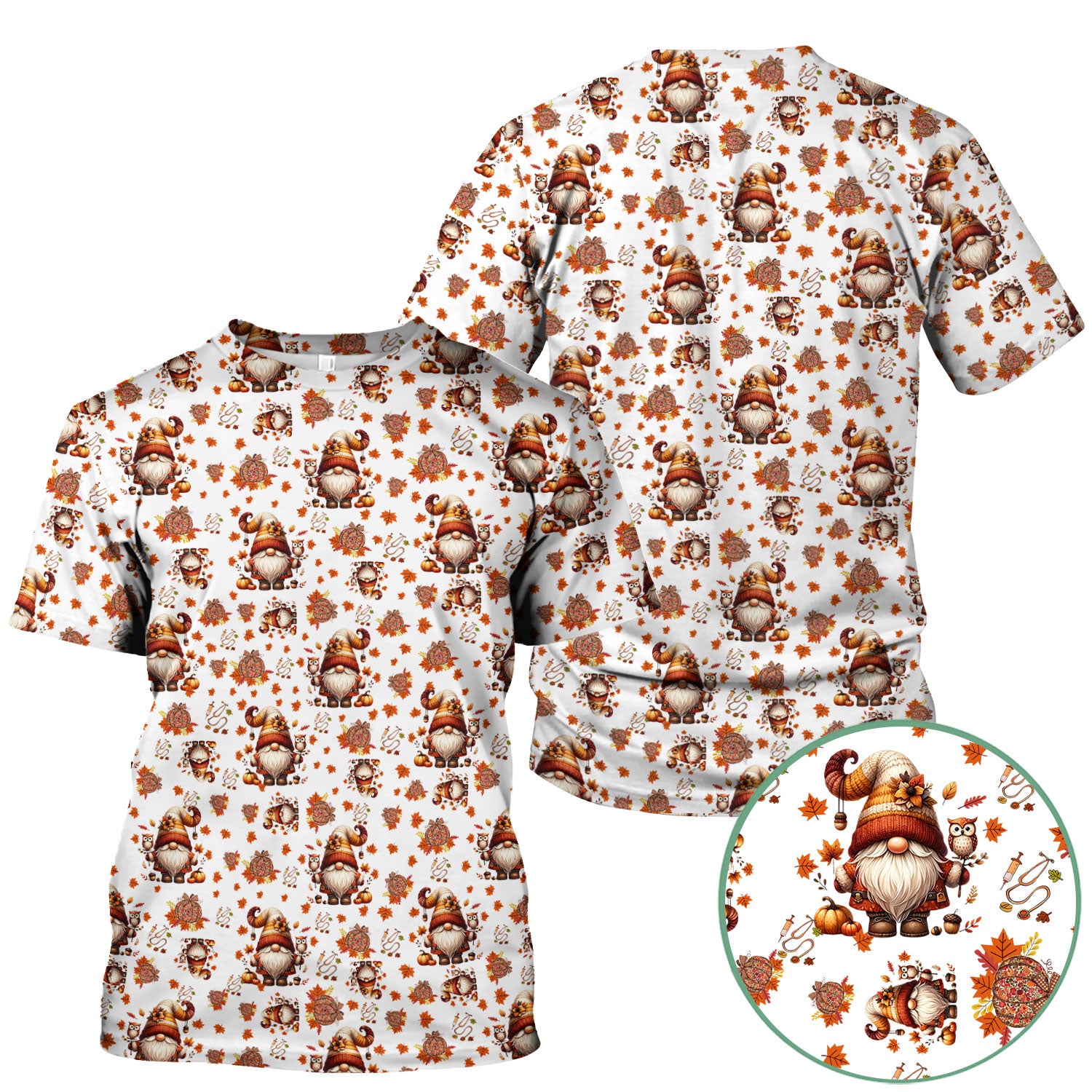 Autumn Leaves Pumpkin Scrubs for Women - Comfortable Scrubs for Nurses - Breathable Fabrics Nursing Uniform
