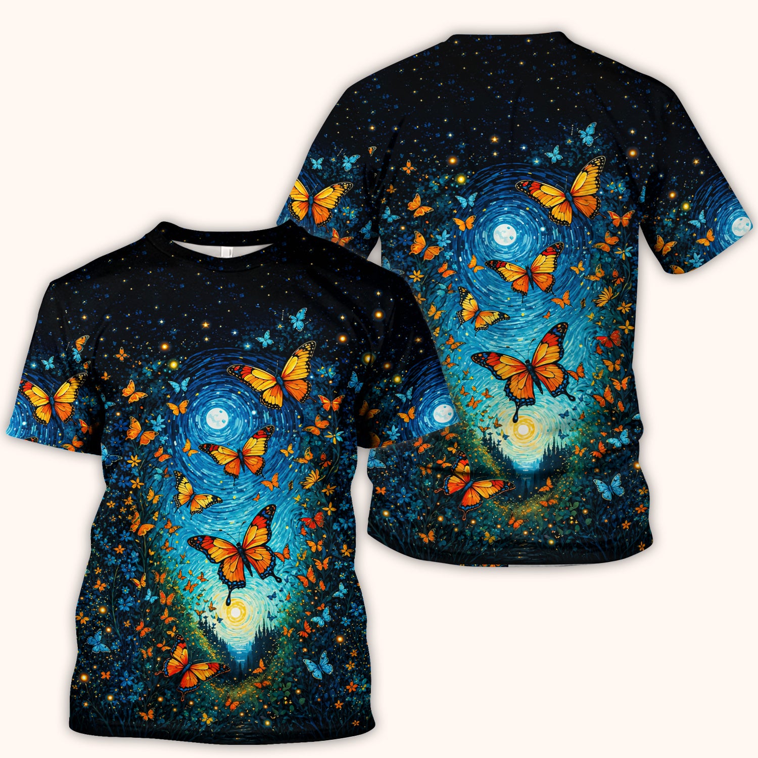 Moonlit Butterfly Nurse Scrub Top for RN, CNA, Pediatric Nurses, Floral Uniform