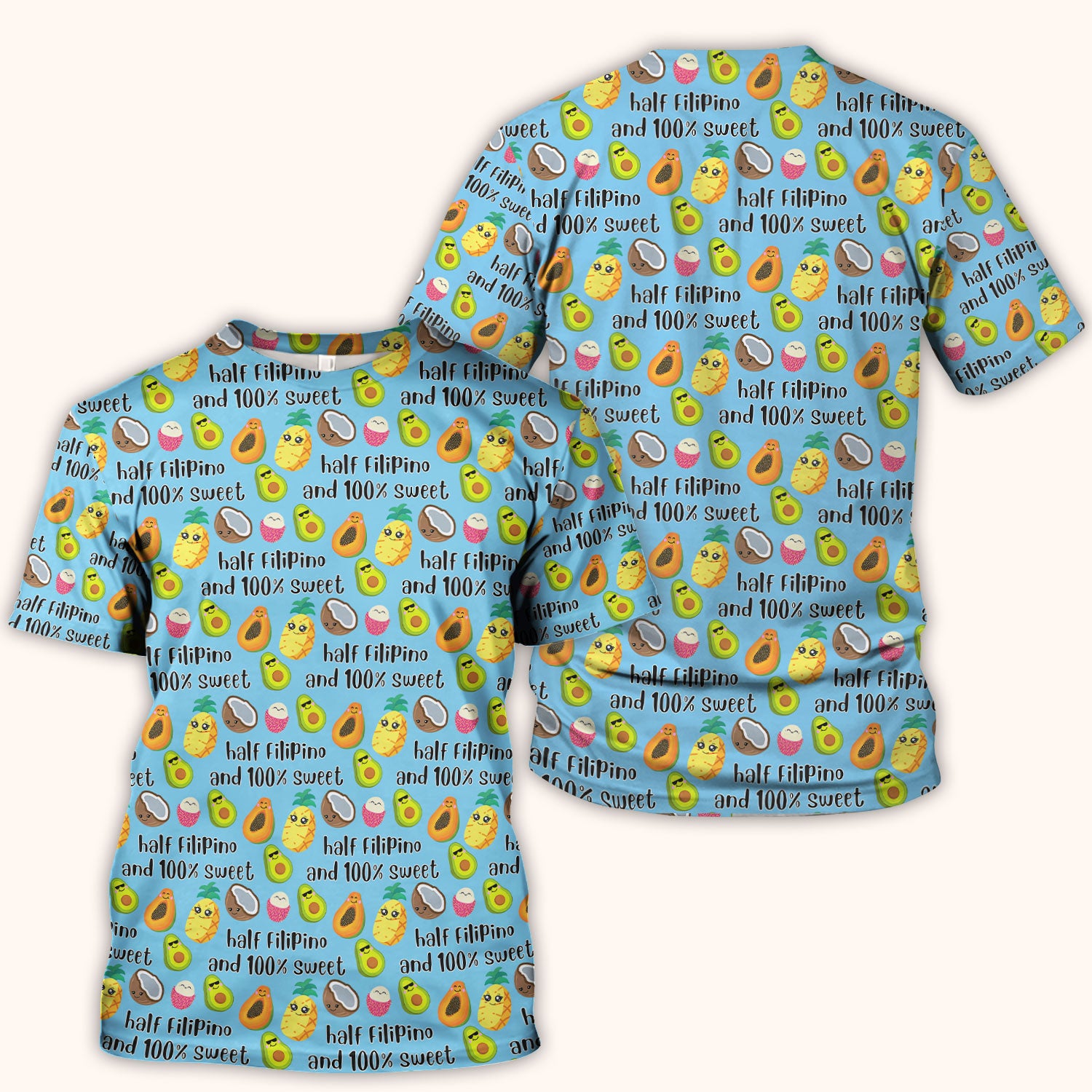 Playful Avocado Fruit Print Filipino Quote Scrub Top, Breathable Fabrics Nursing Uniform