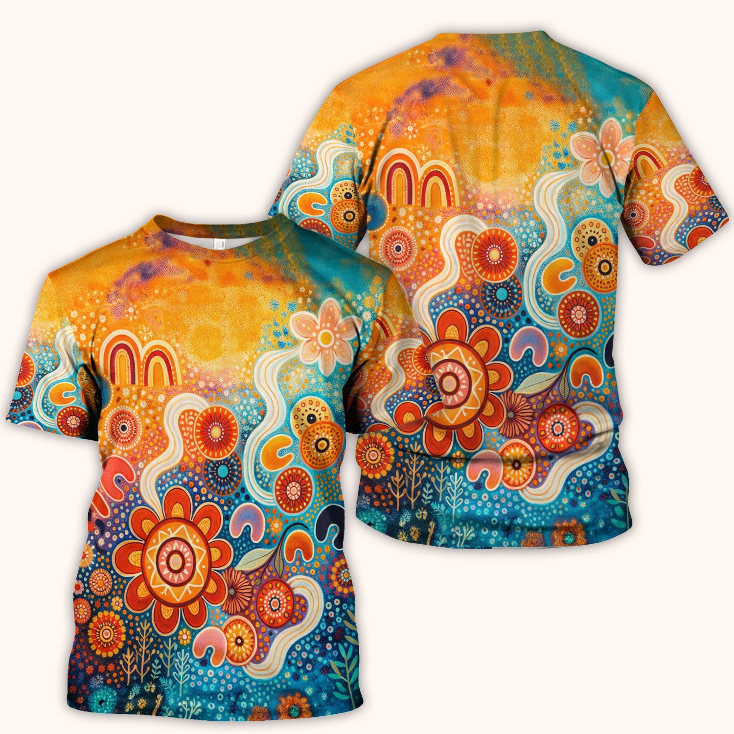 Australian Dot Art Inspired Scrub Top, Artistic Boho Pattern Nurse Shirt, Comfortable Scrubs For Nursing