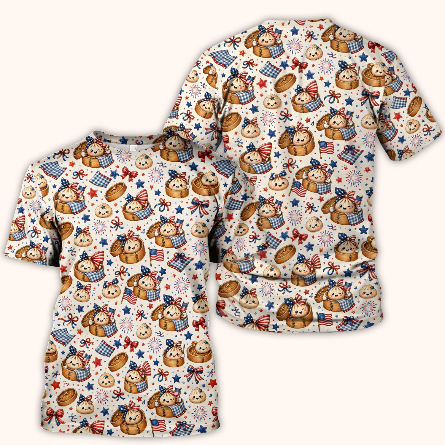 Patriotic Dumpling Nurse Scrub Top for RN, CNA, Pediatric Nurses, Fourth Of July Uniform
