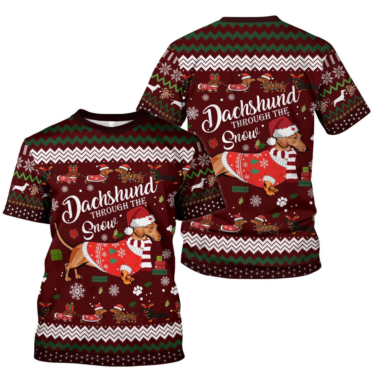 Dachshund Through the Snow - Funny Christmas Scrub Top - Wiener Dog Lover Gift - Holiday Medical Uniform