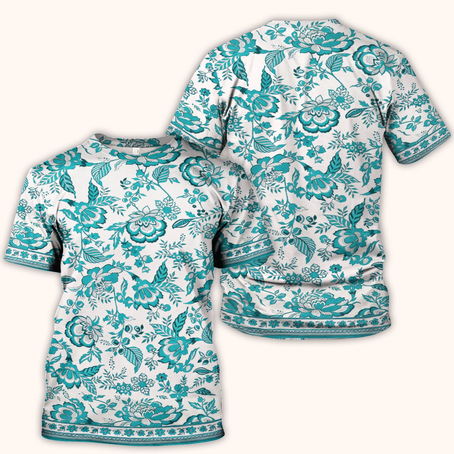 Toile De Jouy Scrub Top For Women, Floral Pattern Nurse Shirt, Comfortable Scrubs For Nursing