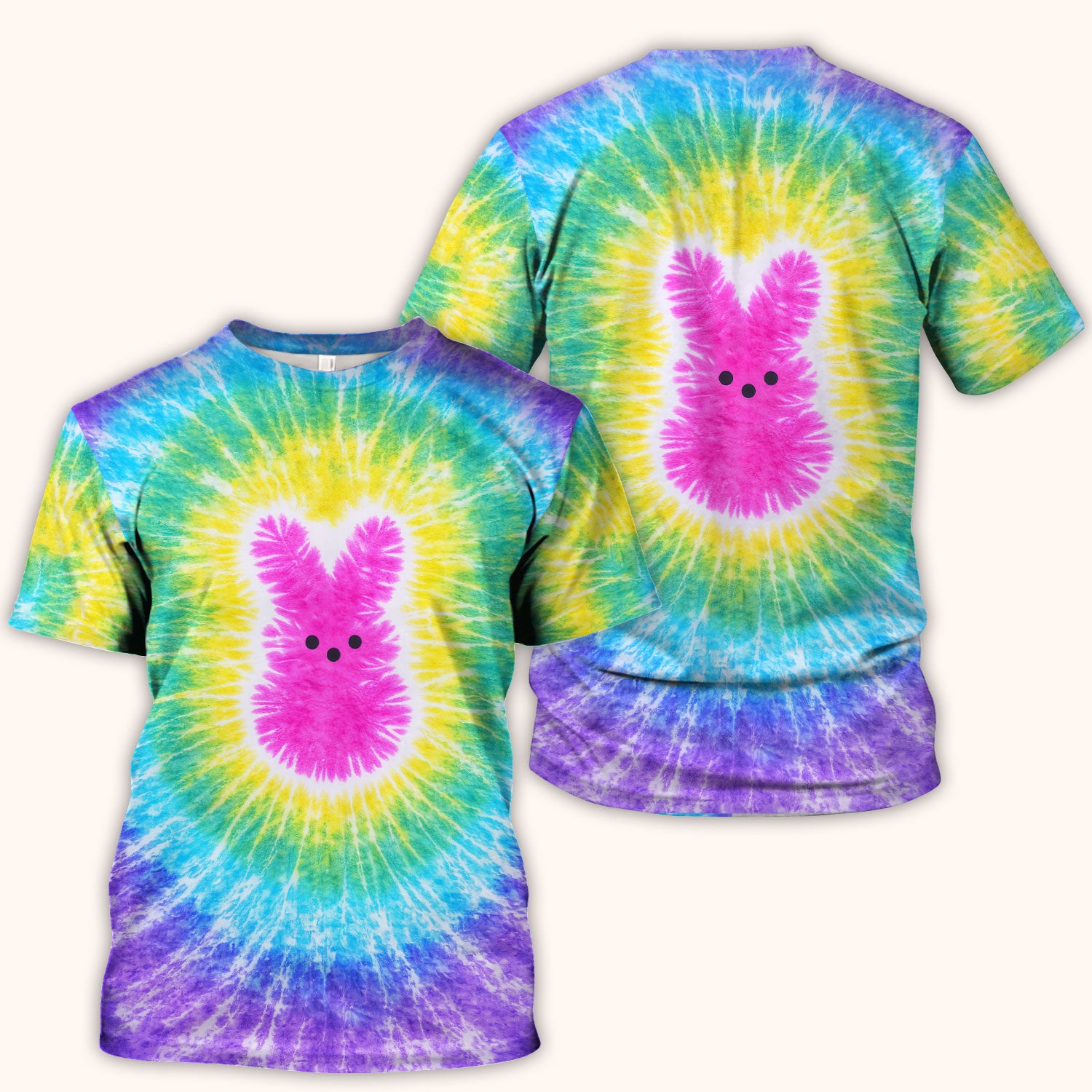 Easter Peep Tie Dye Scrub Top, Easter Bunny Nurse Shirt For Women, Breathable Fabrics Nursing Uniform