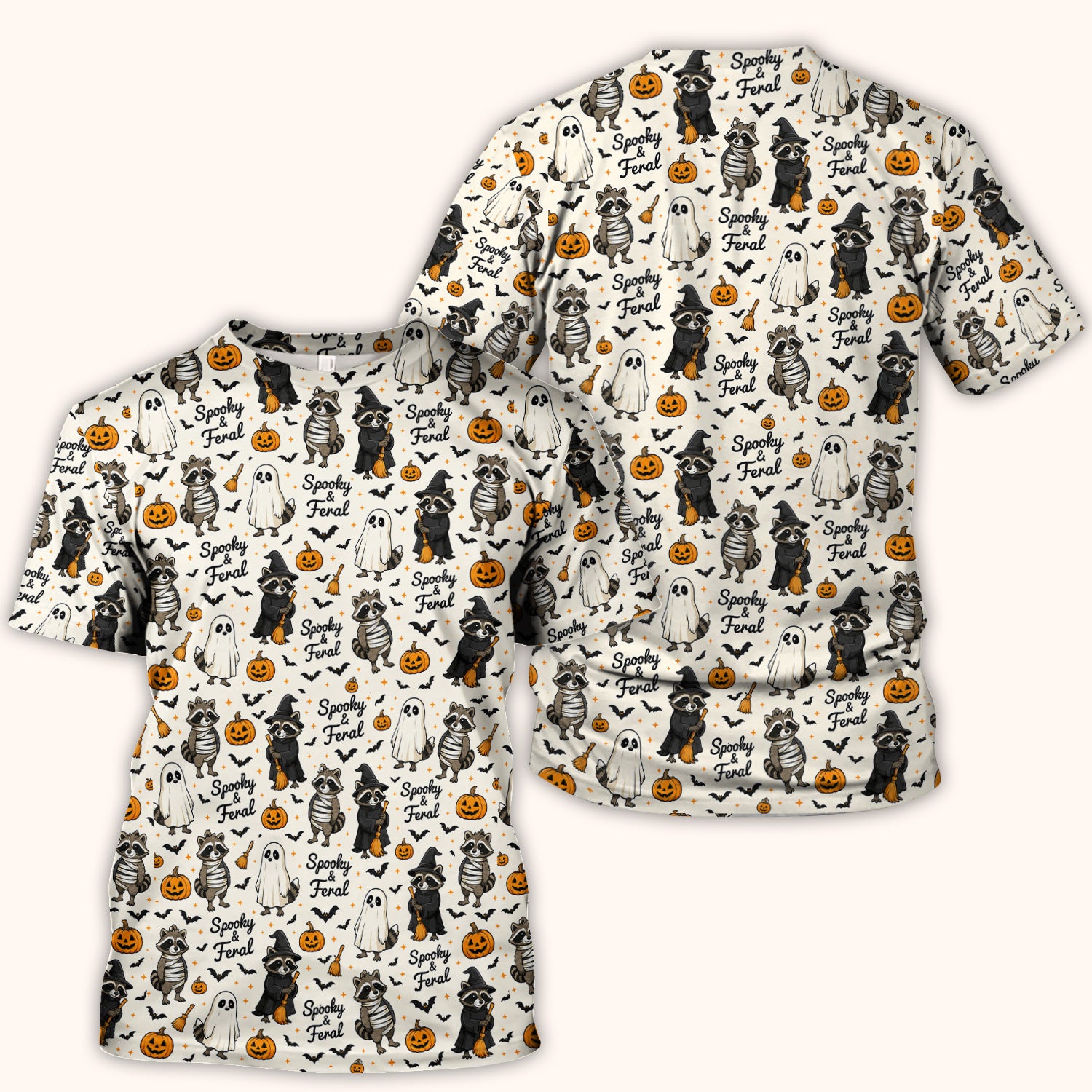 Spooky And Feral Halloween Raccoon Scrub Top, Comfortable Scrubs for Nurses