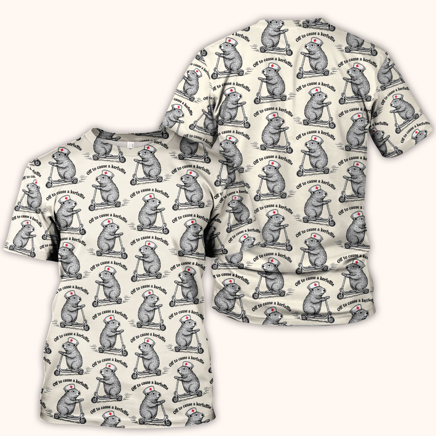 Funny Nurse Mouse Scooter Print Scrub Top, Comfortable Scrubs for Nurses