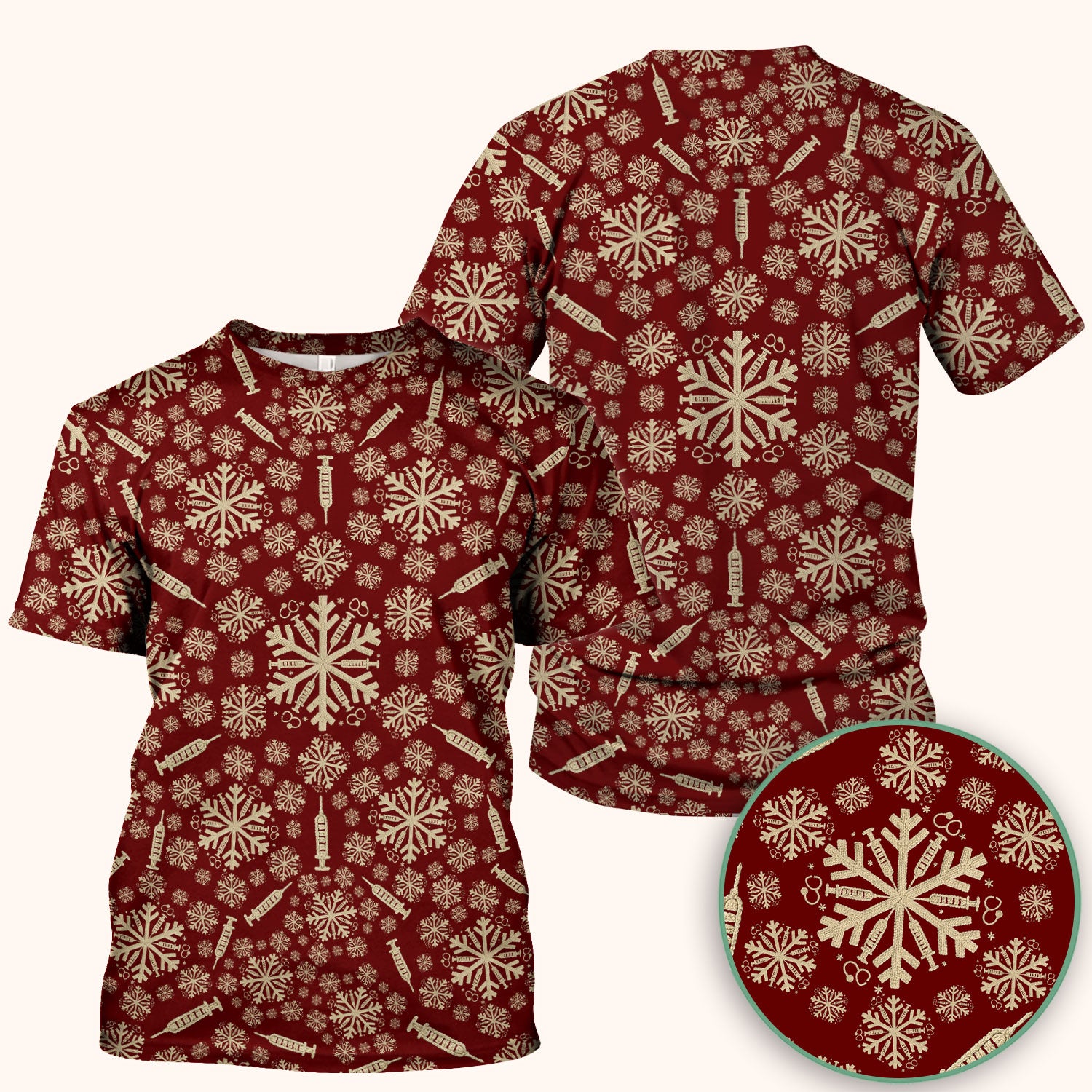 Snowflake Syringe Scrubs for Women - Festive Medical Top - Funny Christmas Scrub Shirt for Nurse - Holiday Gift