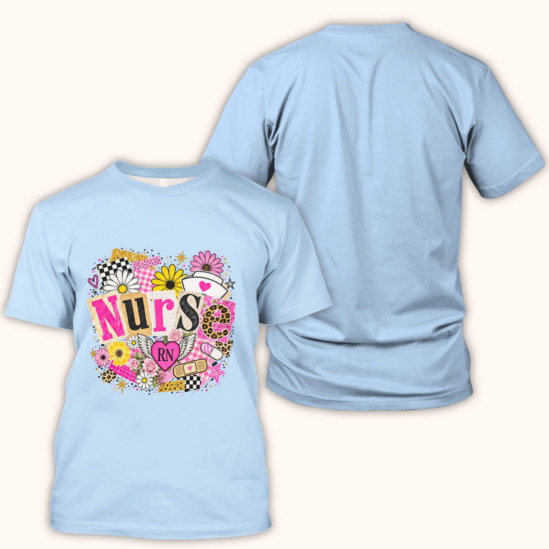Nurse RN Floral Collage T-Shirt