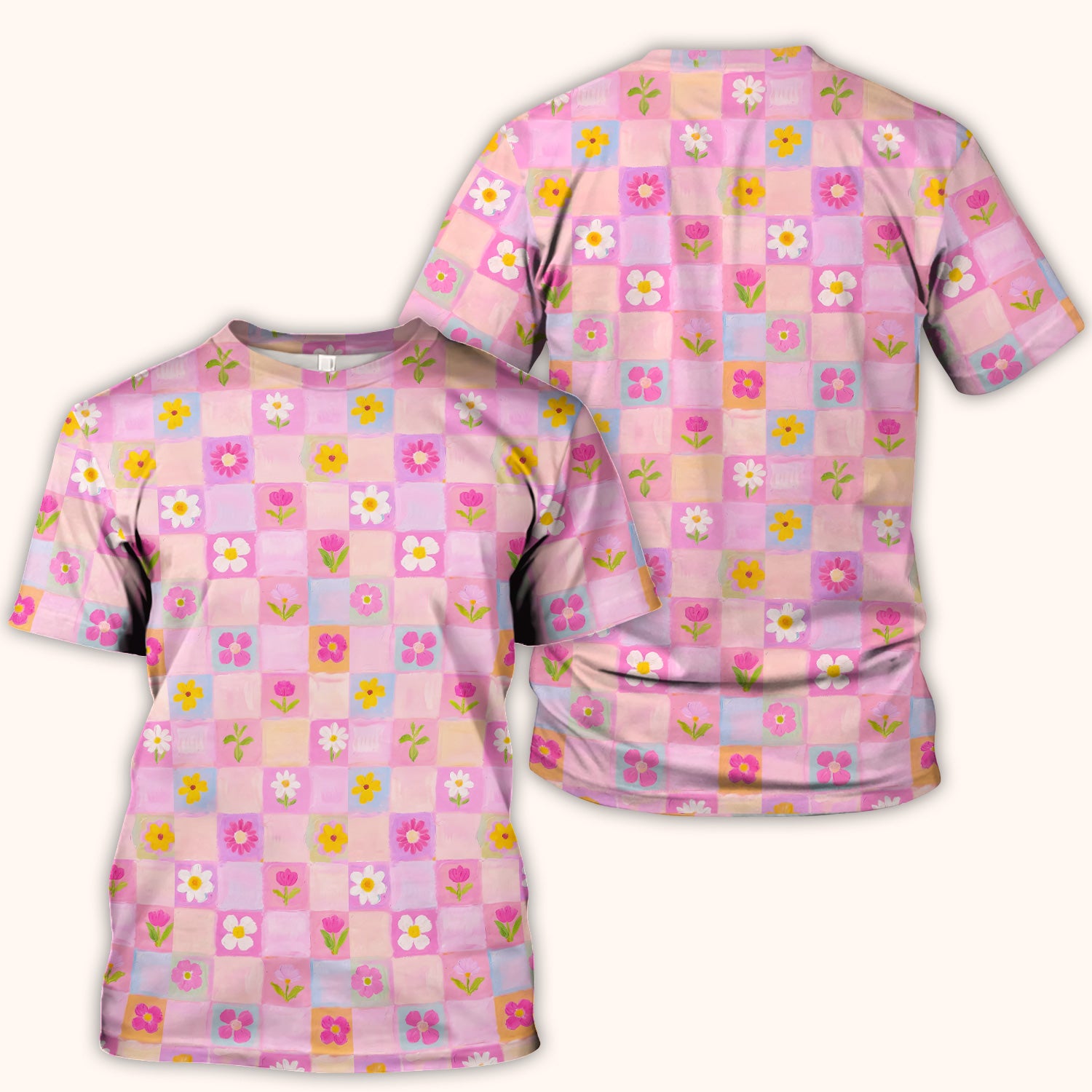 Colorful Mixed Flowers Pattern Scrubs Top, Comfortable Scrubs for Nurses