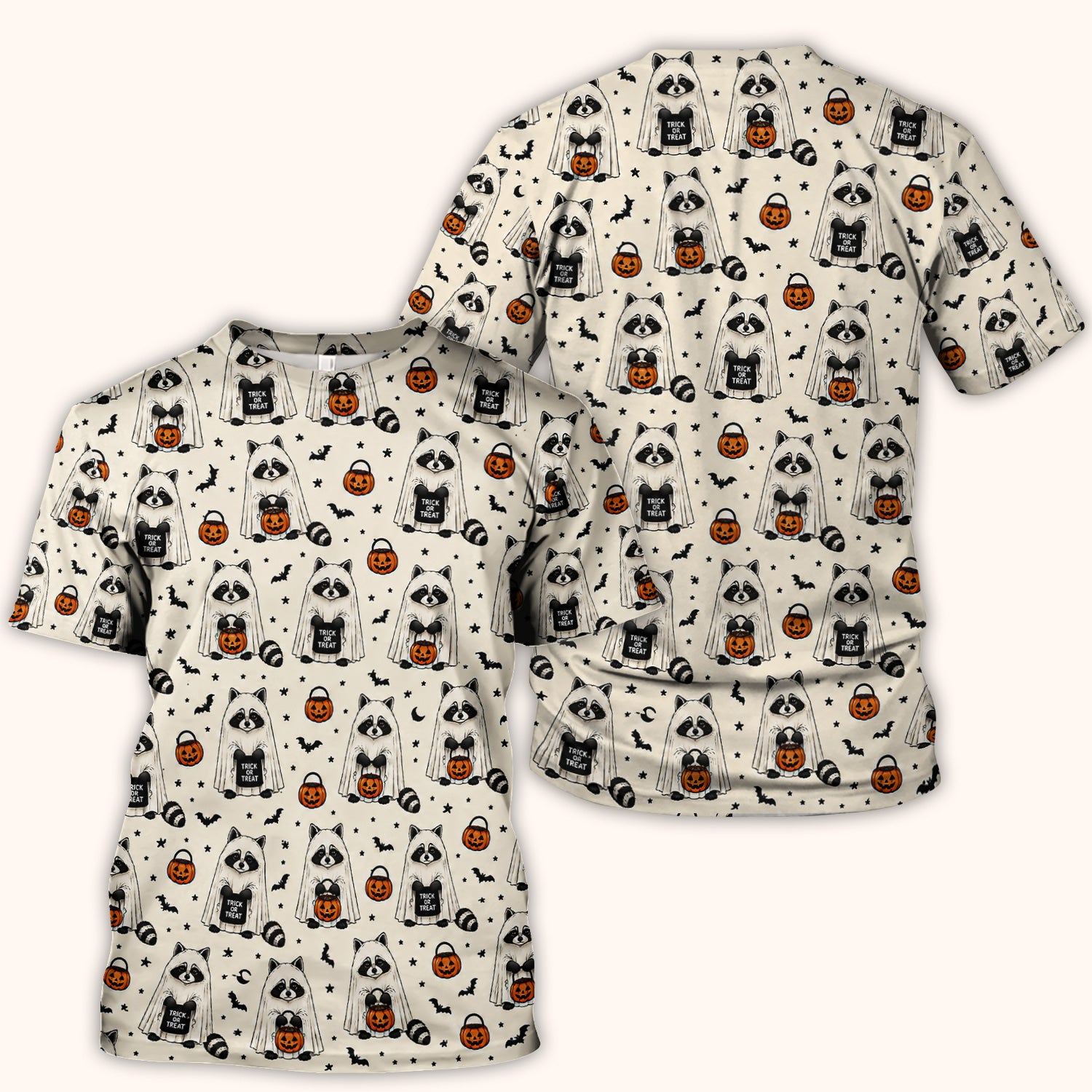 Cute Halloween Ghost Raccoon Scrub Top, Comfortable Scrubs for Nurses