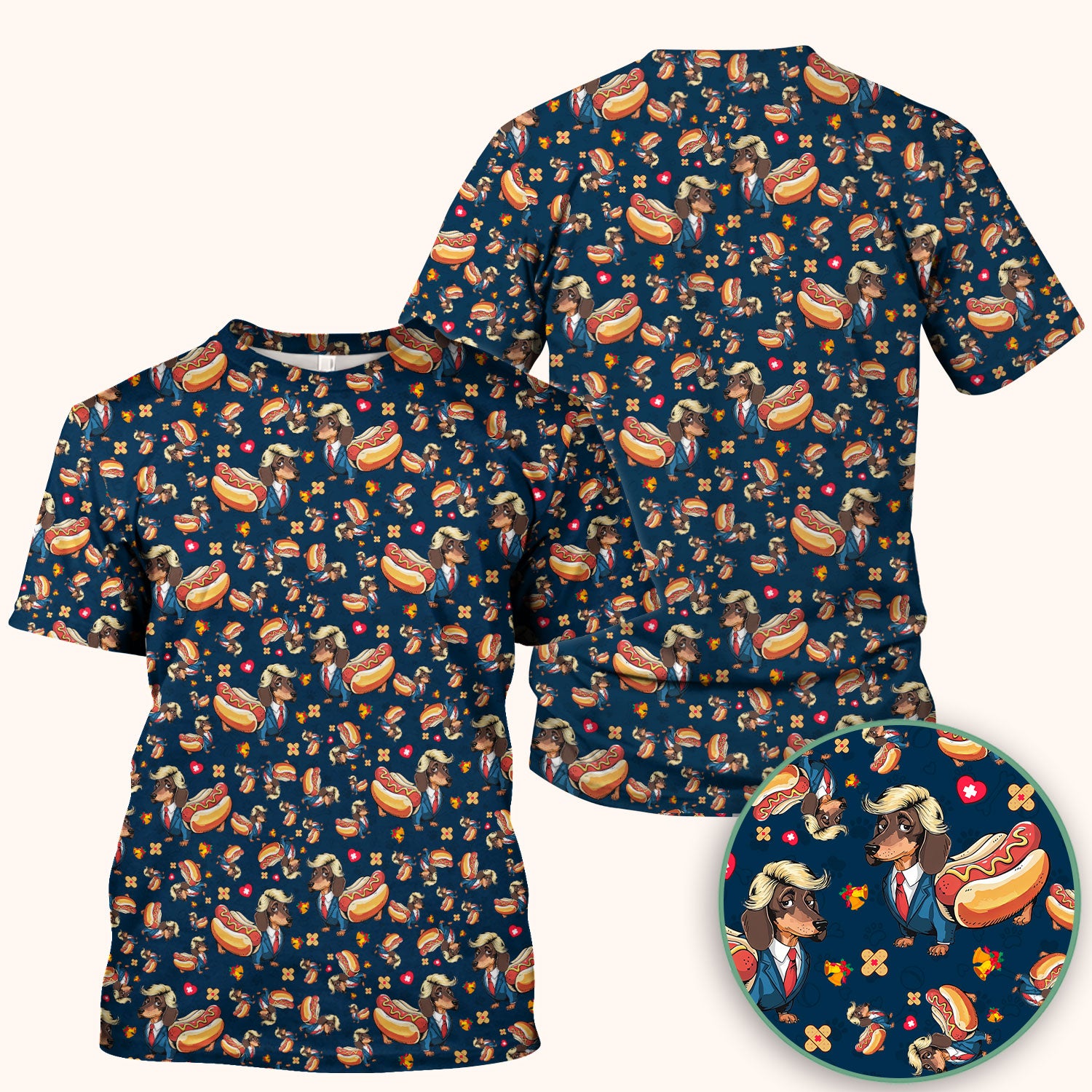 They're Eating The Dogs - Funny Dachshund Hot Dog Scrub Top - Hilarious Medical Uniform