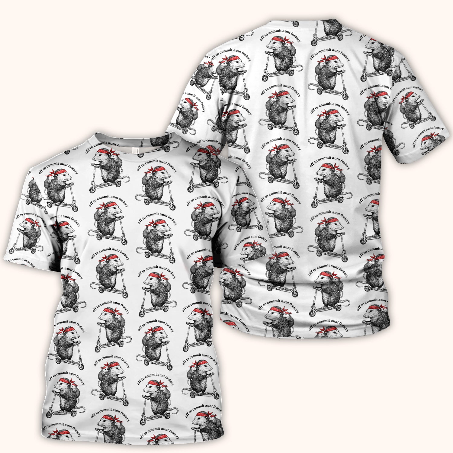 Aunt Foolery Opossum Pattern Scrub Top, Comfortable Scrubs for Nurses