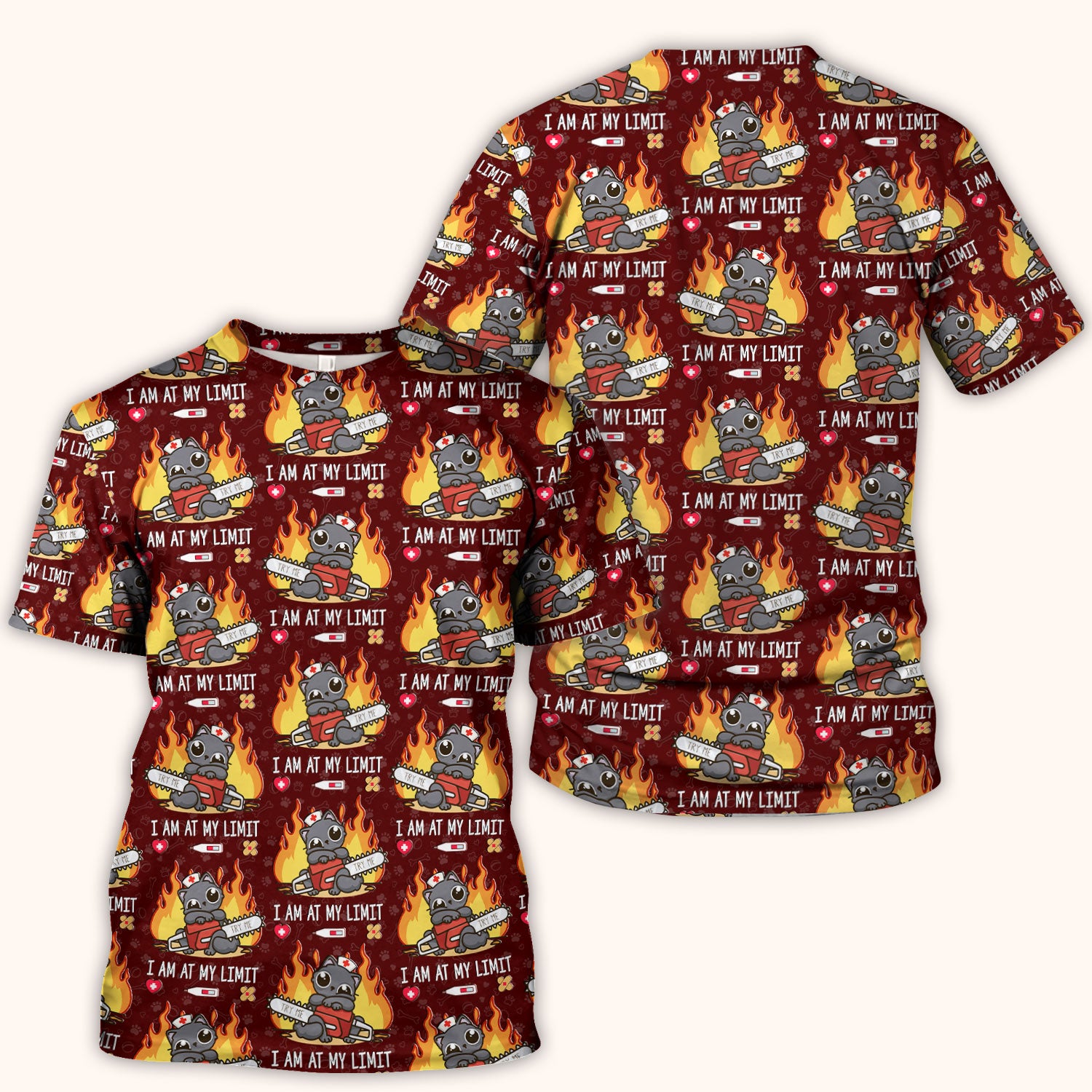 Funny Nurse Cat I Am At My Limit Scrub Top, Comfortable Scrubs for Nurses