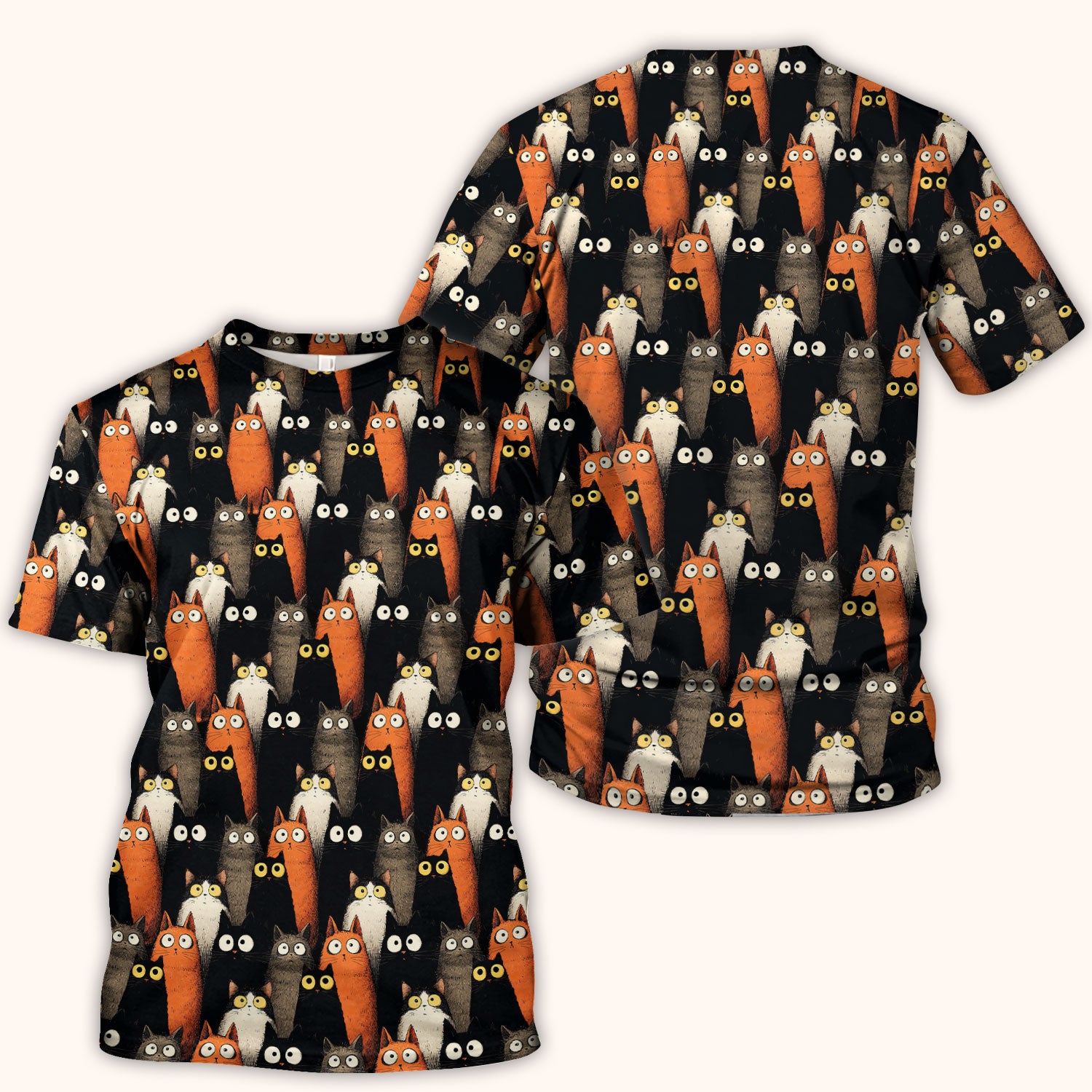 Black Cat Pattern Nurse Scrub Top, Cat Lover Nurse Shirt, Breathable Fabrics Nursing Uniform