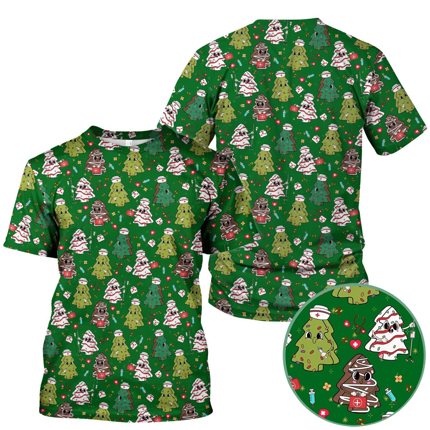 Cute Christmas Tree Nurse Shirt - Holiday Scrub Top for Women - Funny Medical Uniform Xmas Gift RN LPN CNA