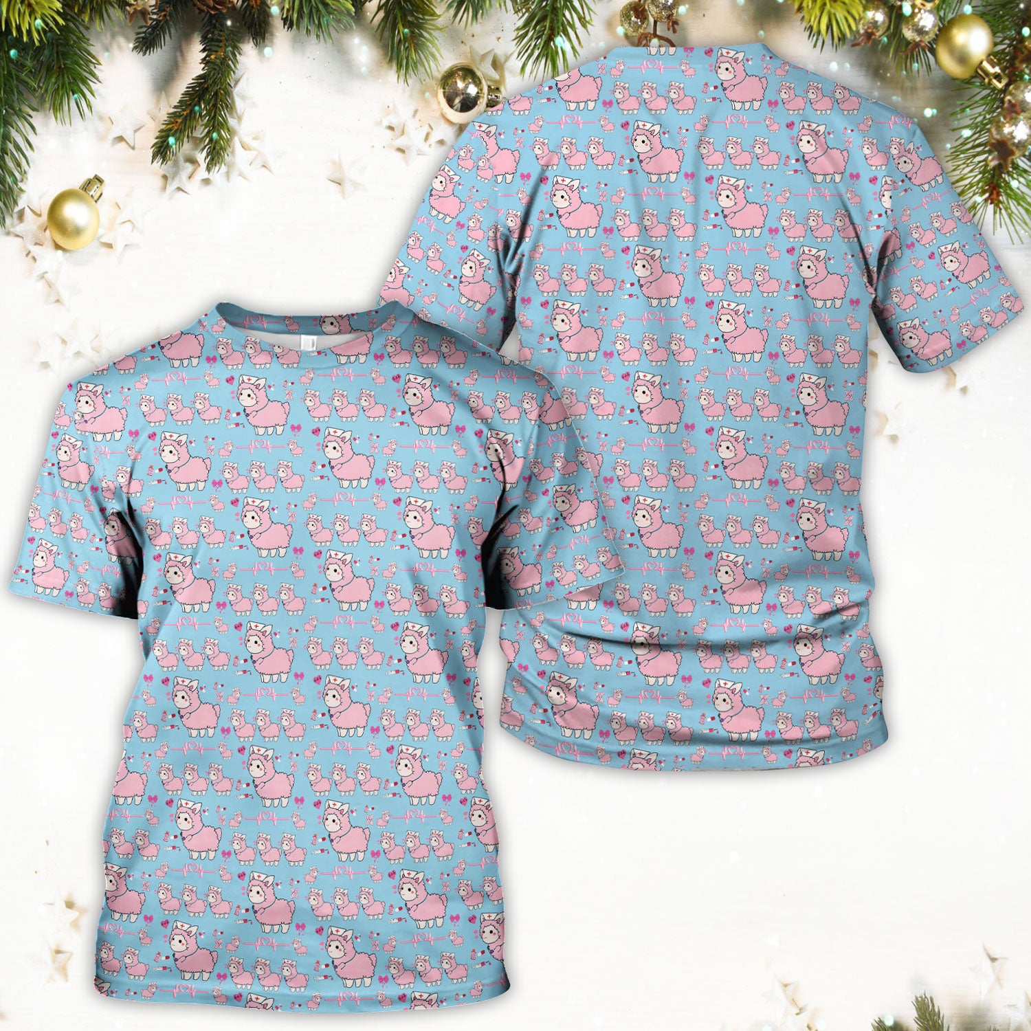 Llama Ain't Got Time For Your Drama Scrub Top, Funny Pattern Scrub Shirt, Breathable Fabrics Nursing Uniform
