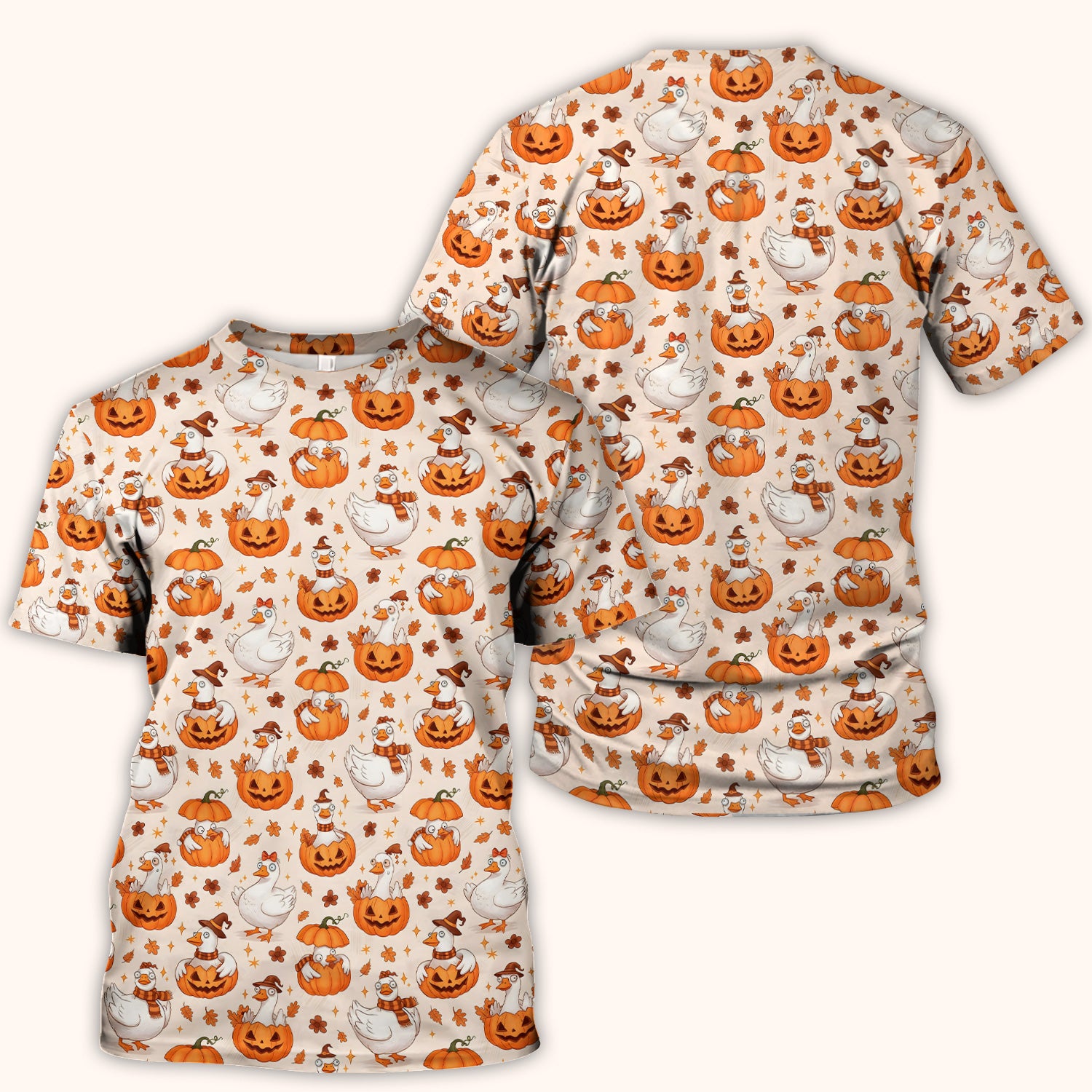 Cute Halloween Goose And Pumpkins Scrub Top, Comfortable Scrubs for Nurses