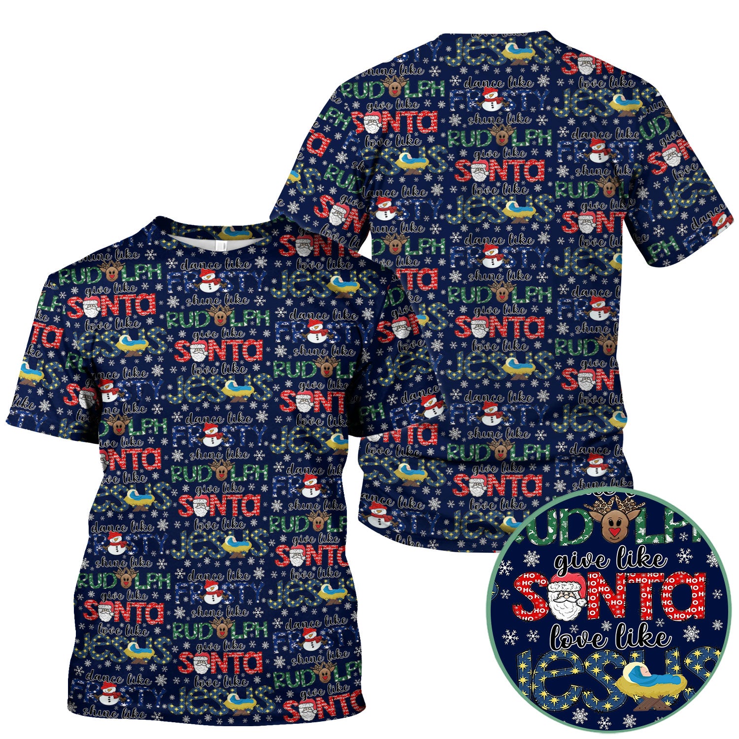 Xmas Rudolph Comfortable Scrubs for Nurses - God Santa Shirt - Breathable Fabrics Nursing Uniform Gift for RN CNA LPN