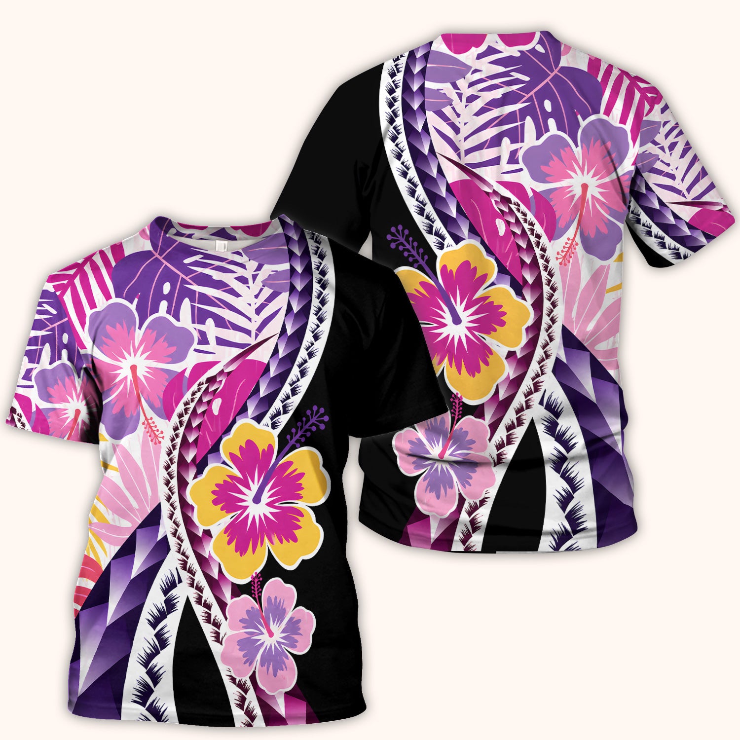 Nurse Tropical Hibiscus Leaf Pattern Scrub Top, Comfortable Scrubs for Nurses