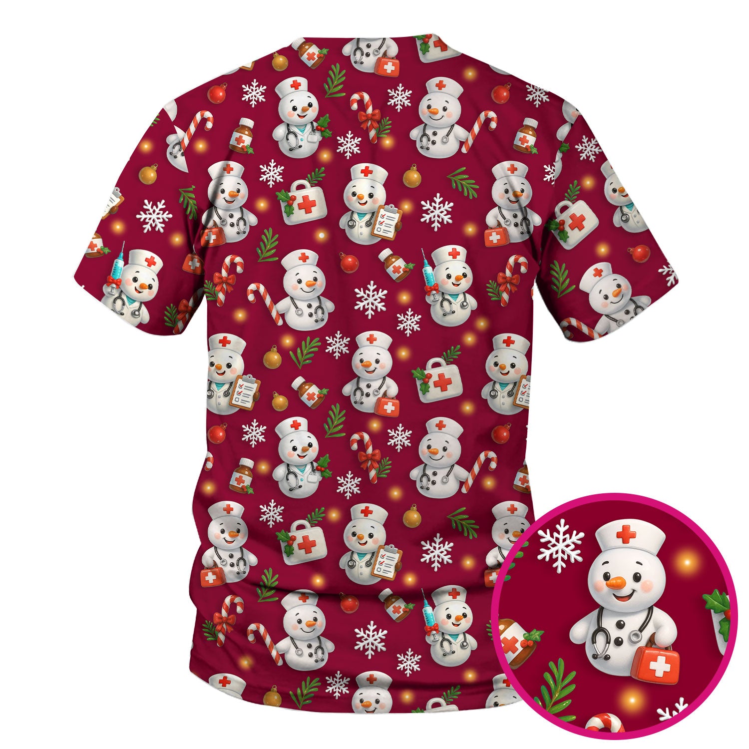 Holiday Nurse Scrub Top Christmas Design - Adorable Snowman Nursing Shirt - Cute Medical Gift for RN LPN CNA Doctors