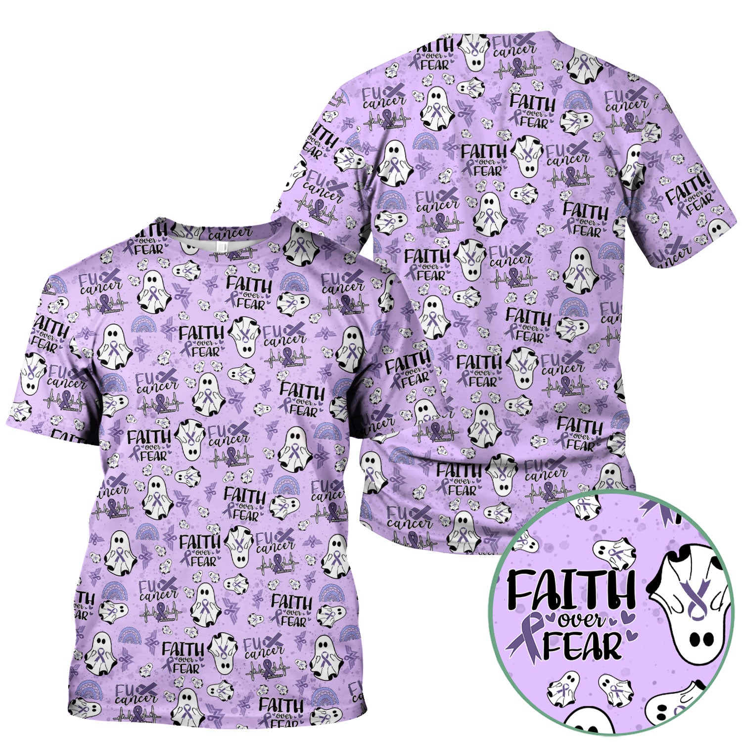 Periwinkle Ribbon Stomach Cancer Scrub Top - Awareness Nurse Shirt - November Warrior Survivor Medical Uniform Gift