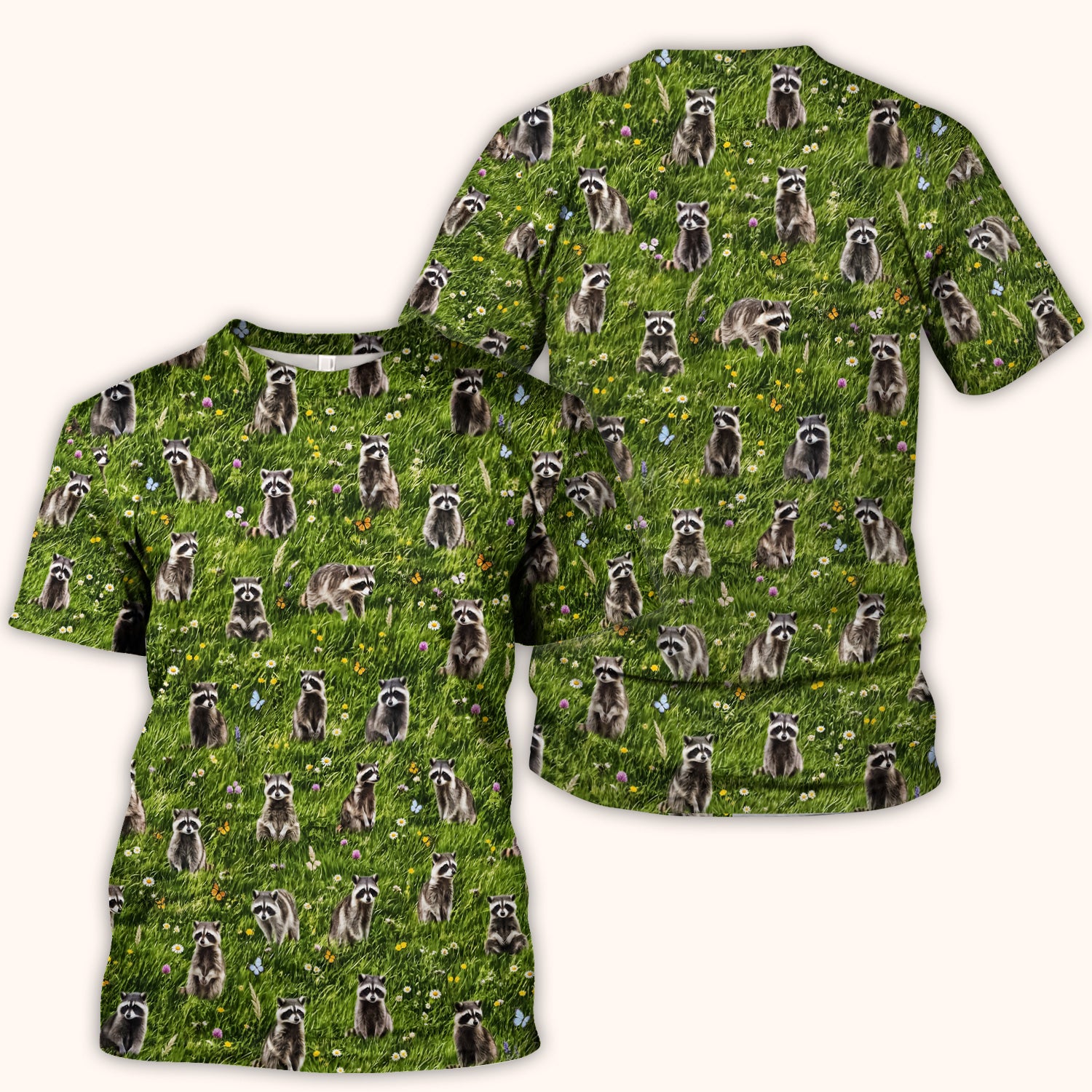 Raccoon Meadow Print Scrub Top, Comfortable Scrubs for Nurses