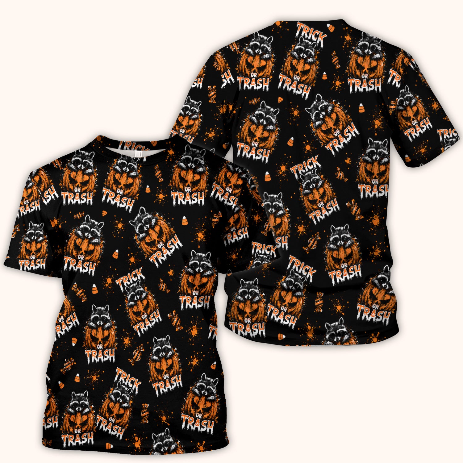 Funny Halloween Trick Or Trash Raccoon Scrub Top, Comfortable Scrubs for Nurses