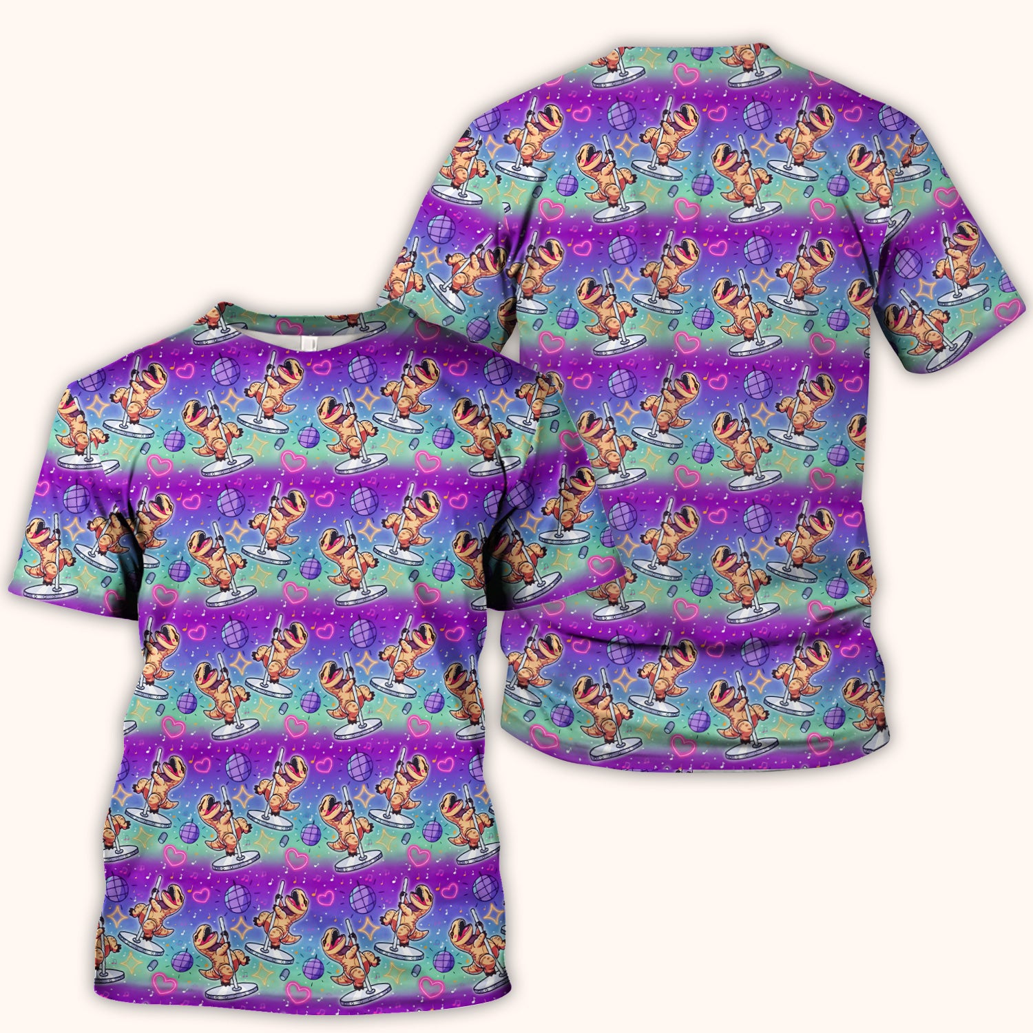 Funny Dancing Dinosaur Disco Party Pattern Nurse Scrub Top, Comfortable Scrubs for Nurses
