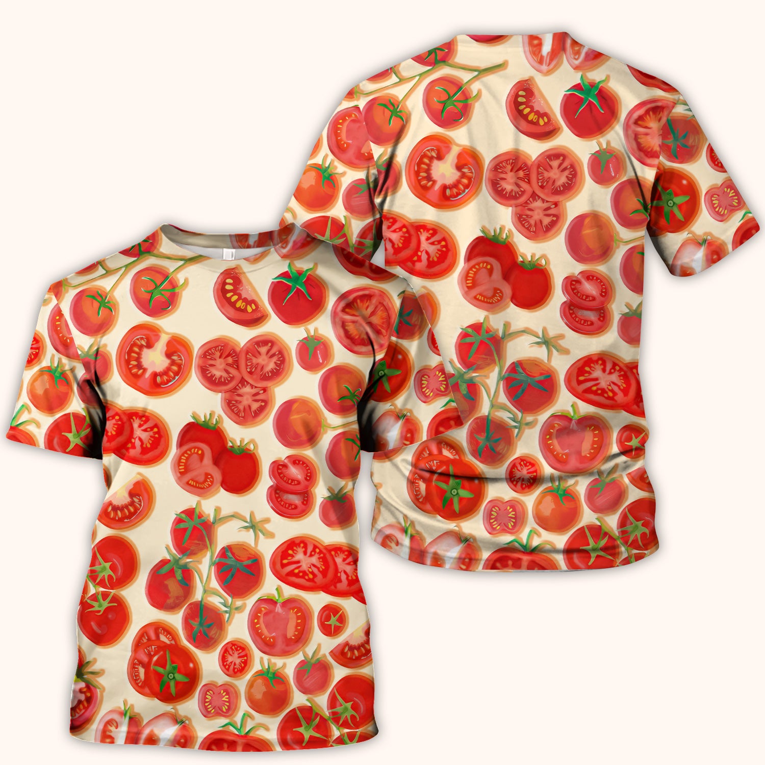 Fresh Tomato Slices Cherry Tomato Pattern Scrubs Top, Comfortable Scrubs for Nurses