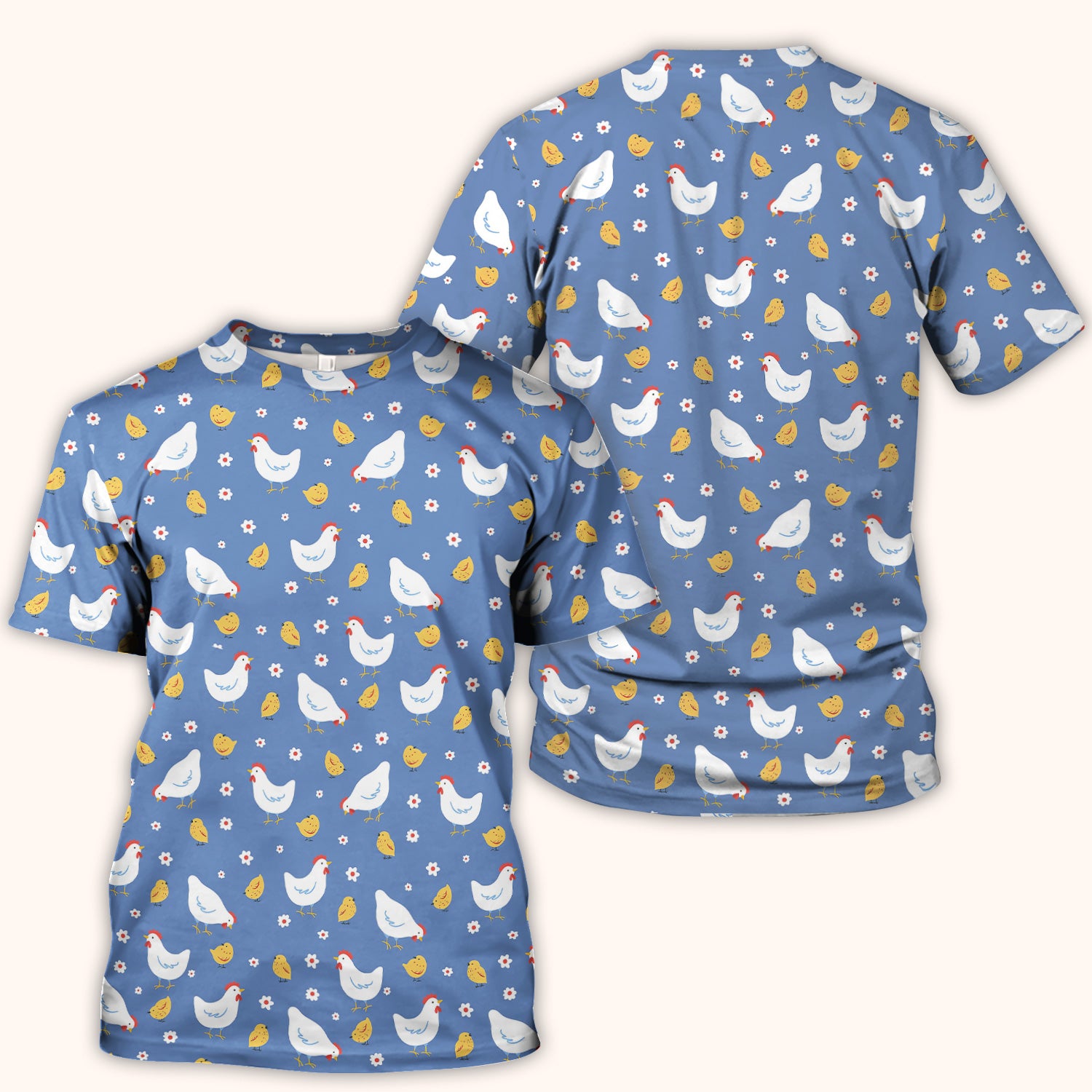 Chicken And Cute Chicks Pattern Scrubs Top, Comfortable Scrubs for Nurses