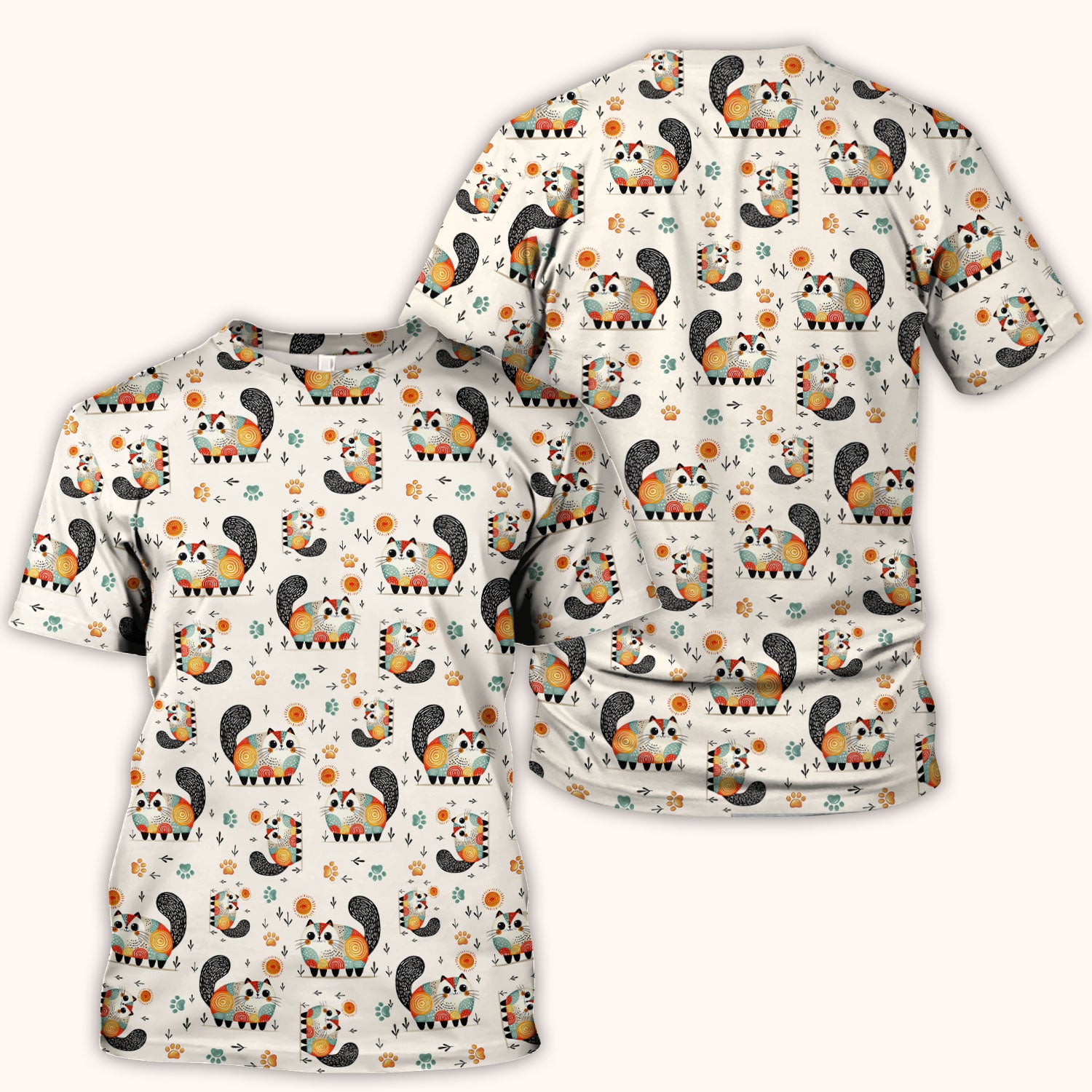 Playful Cat Illustration Nurse Scrub Top, Comfortable Scrubs for Nurses
