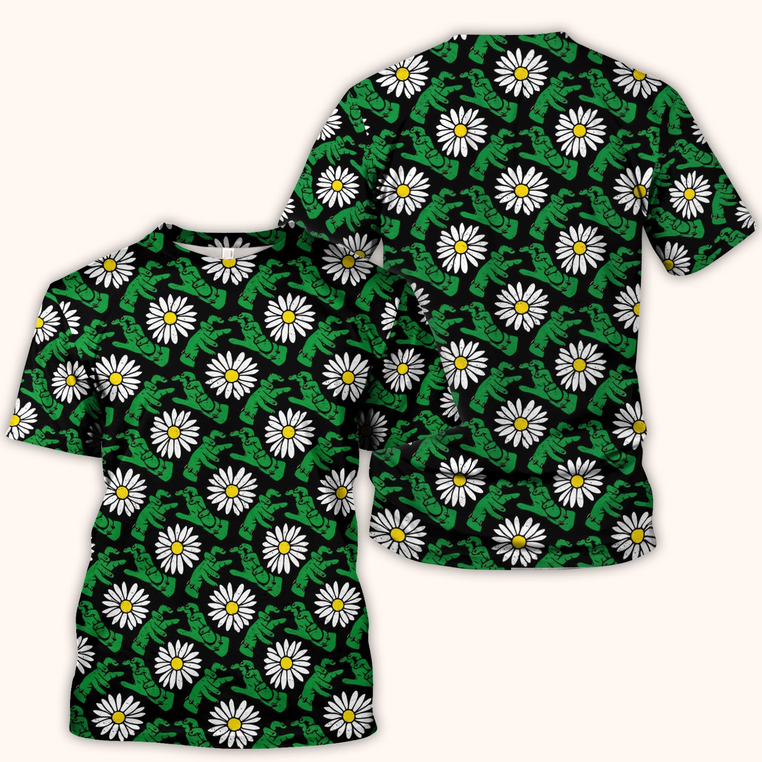 Halloween Monster And Daisies Scrub Top, Comfortable Scrubs for Nurses
