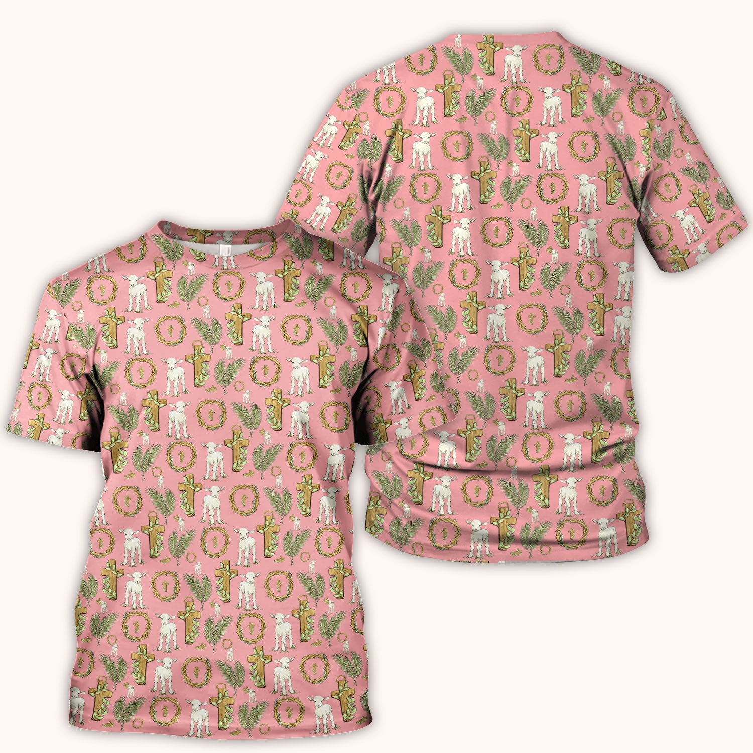 Faith Lamb Cross Pattern Scrub Top, Comfortable Scrubs for Nurses