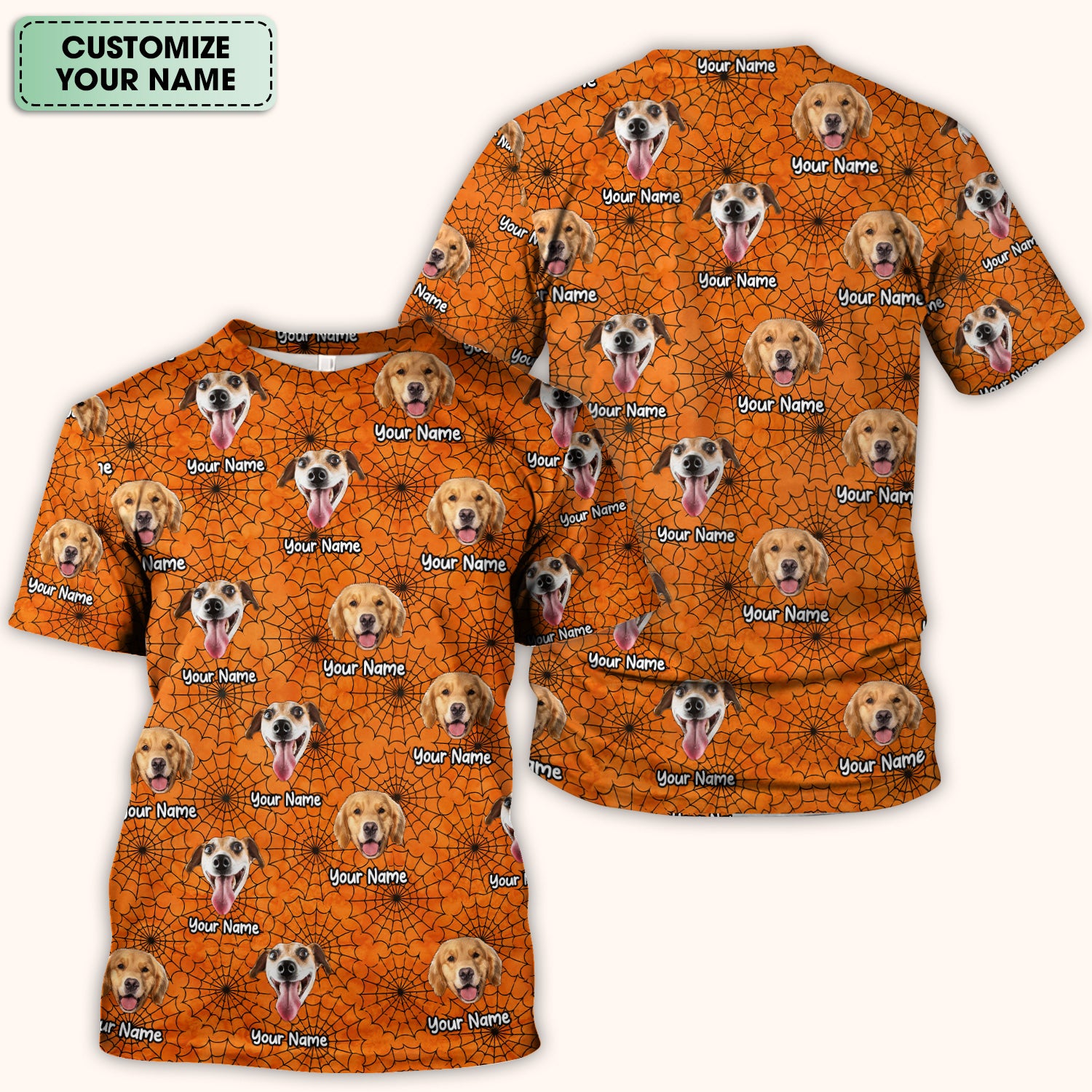 Personalized Halloween Dog Photo Spiderweb Scrub Top, Comfortable Scrubs for Nurses