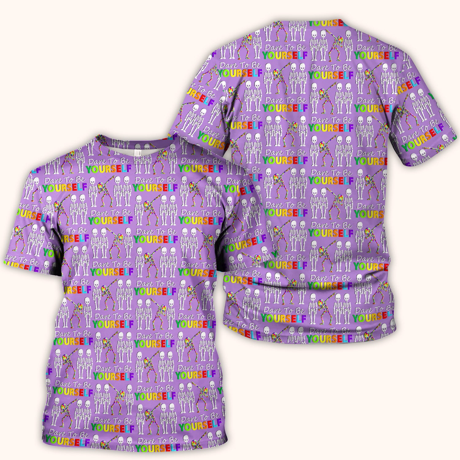 Rainbow Skeleton Dare To Be Yourself Pattern Scrubs Top, Comfortable Scrubs for Nurses