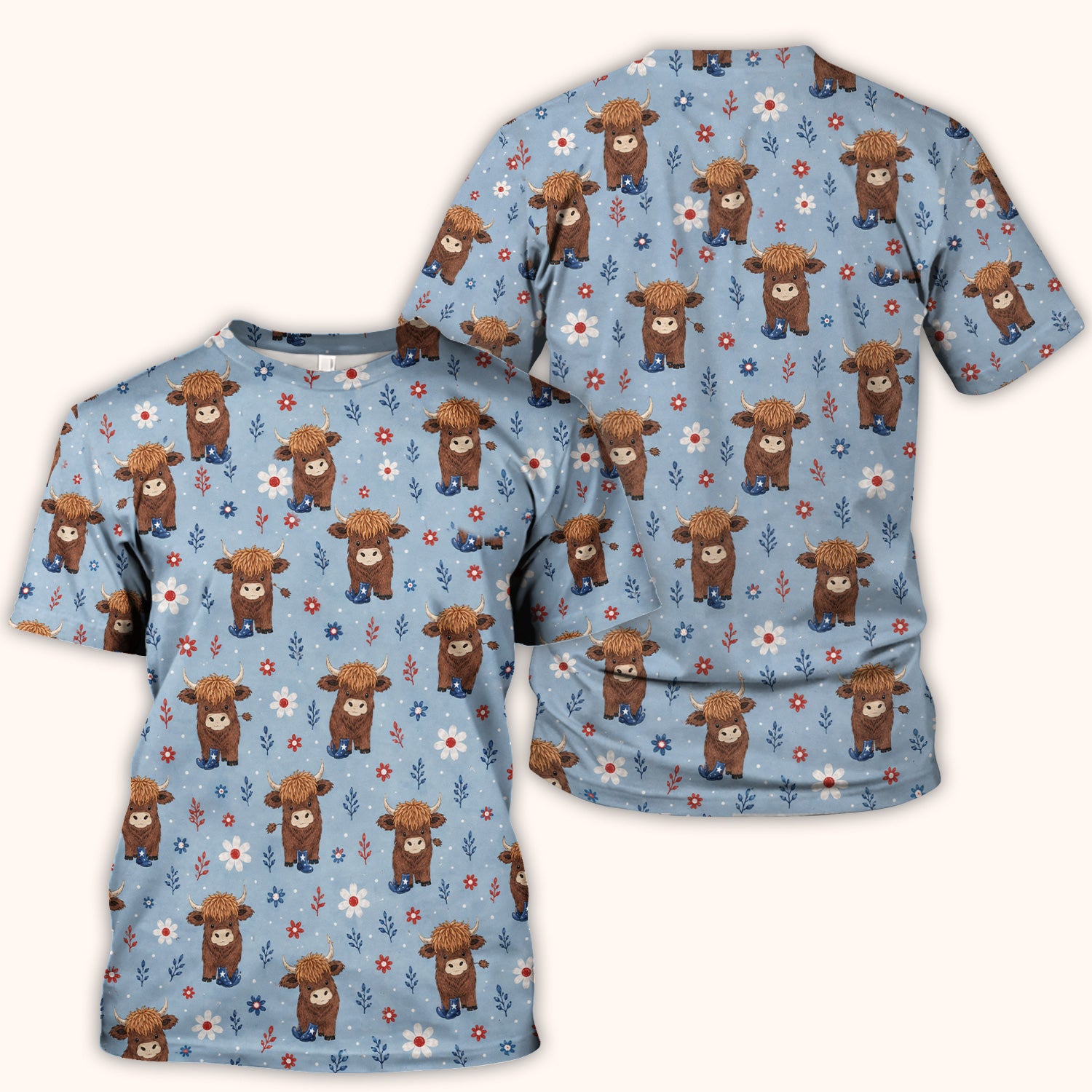 Floral Cowboy Boots Pattern Scrub Top, Comfortable Scrubs for Nurses