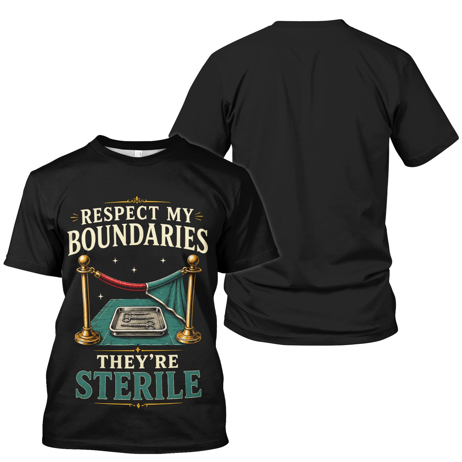 Funny Respect My Sterile Boundaries Pattern Scrub Top, Comfortable Scrubs for Nurses