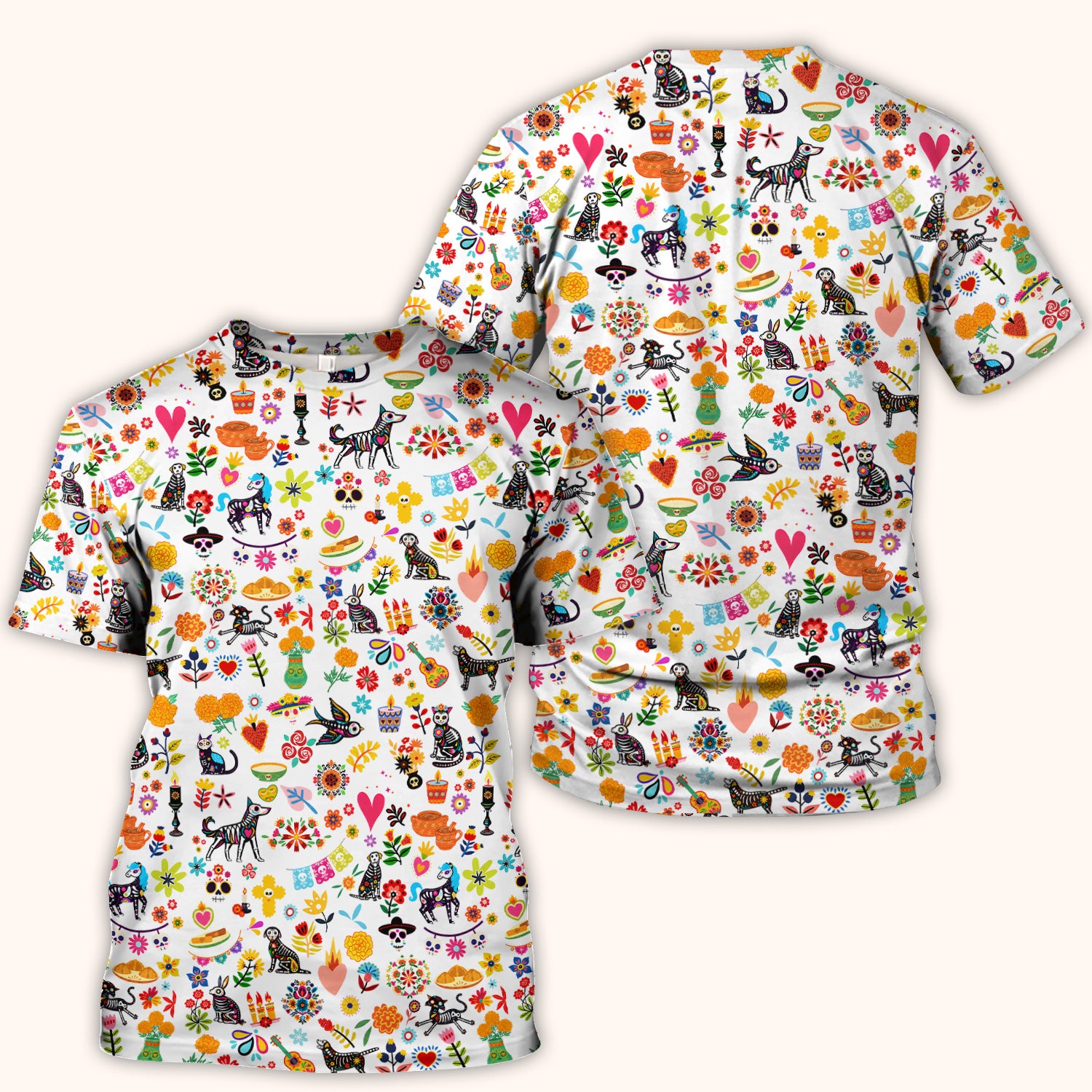 Day Of The Dead Sugar Skull Print Scrub Top, Comfortable Scrubs for Nurses