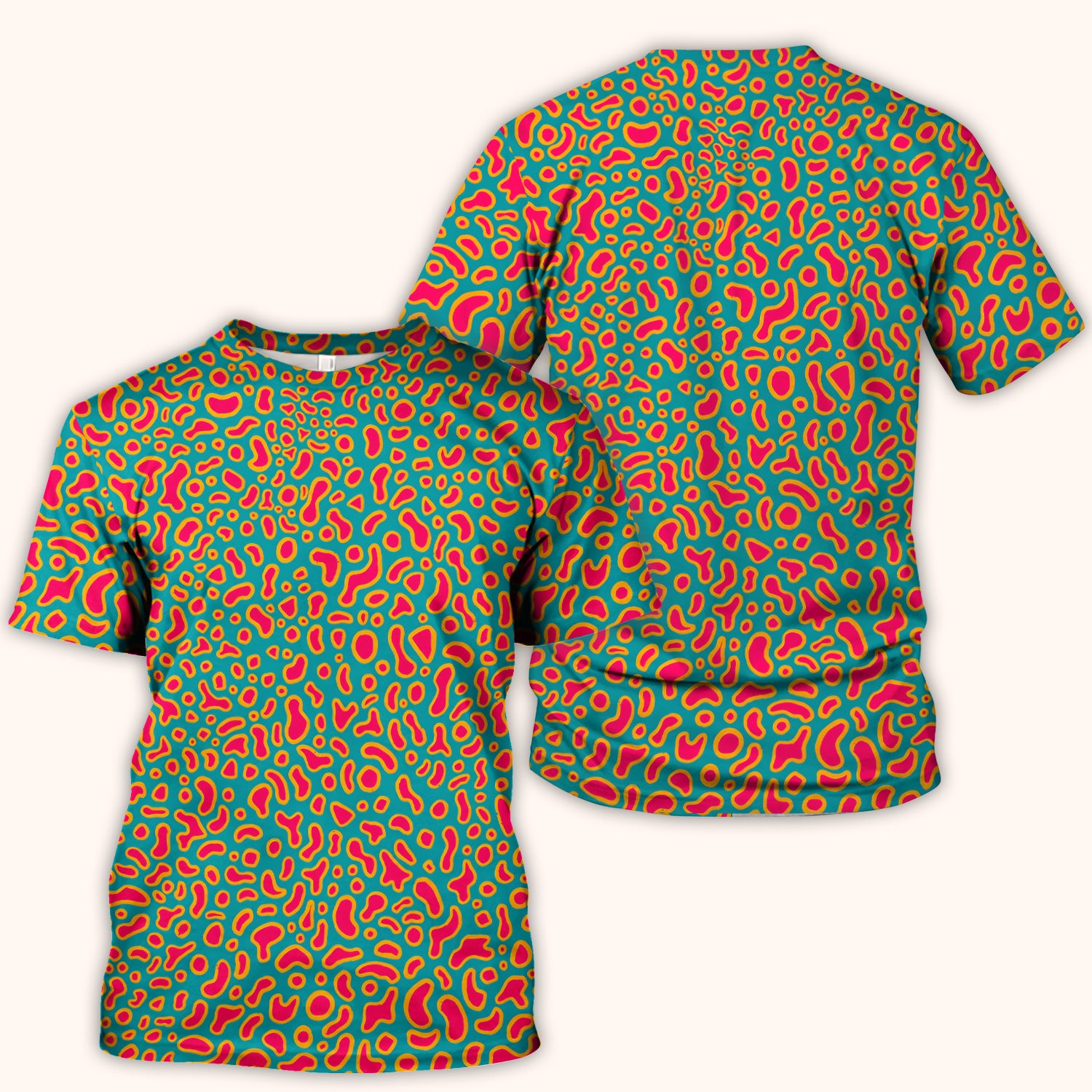 Colorful Abstract Leopard Pattern Scrub Top, Breathable Medical Uniform Top