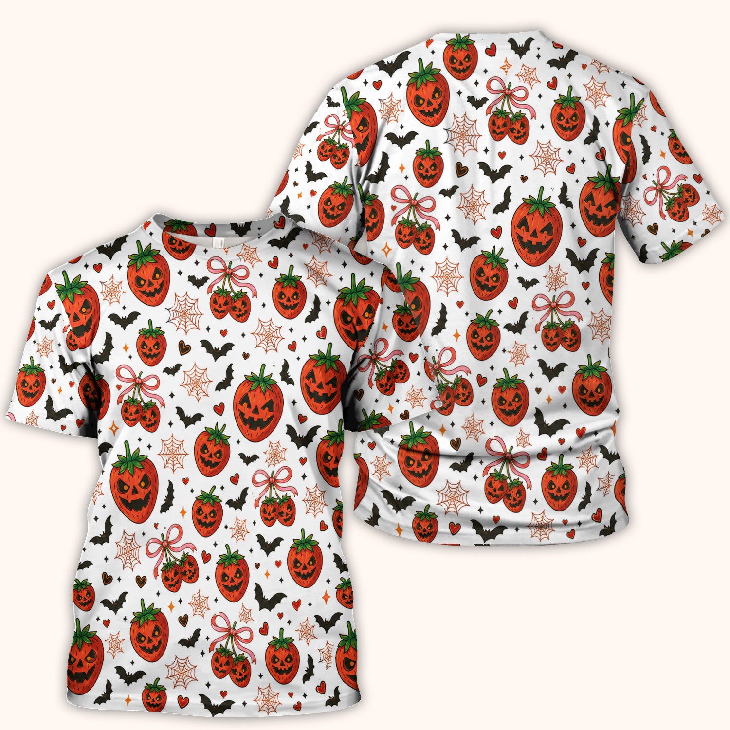 Sweet Halloween Strawberry Jack O Lanterns Scrub Top, Comfortable Scrubs for Nurses