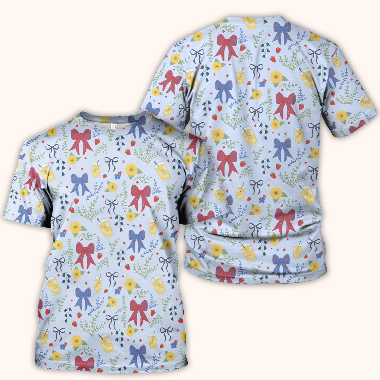 Sweet Summer Bow Nurse, Lemonade Floral Medical Scrub Top, Comfortable Scrubs for Nurses