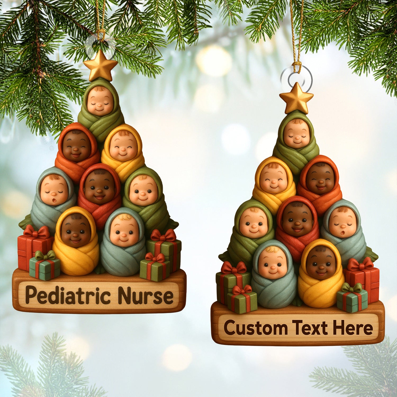 Personalized Pediatric Nurse Christmas Ornament , Nursing Ornament With Custom Name, Nurse Xmas RN Gift