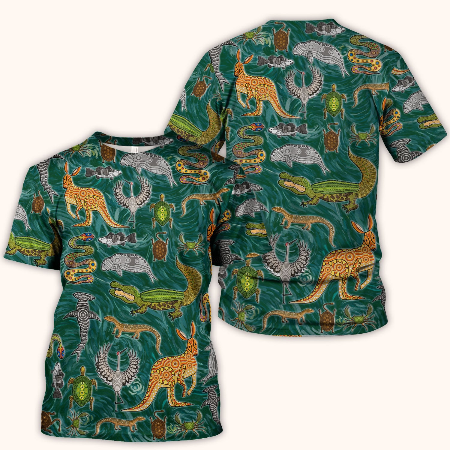 Crocodile Turtle Snake Animal Pattern Scrub Top, Comfortable Scrubs for Nurses