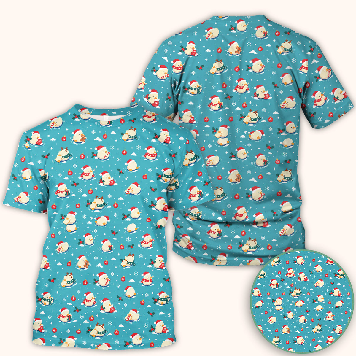 Christmas Ducks In Santa Hats Scrub Top, Comfortable Scrubs for Nurses