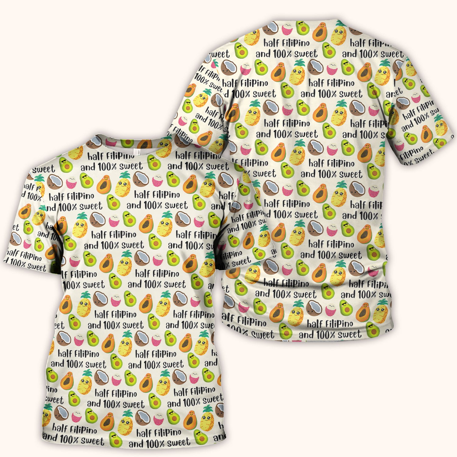 Playful Avocado Fruit Print Filipino Quote Scrub Top, Breathable Fabrics Nursing Uniform