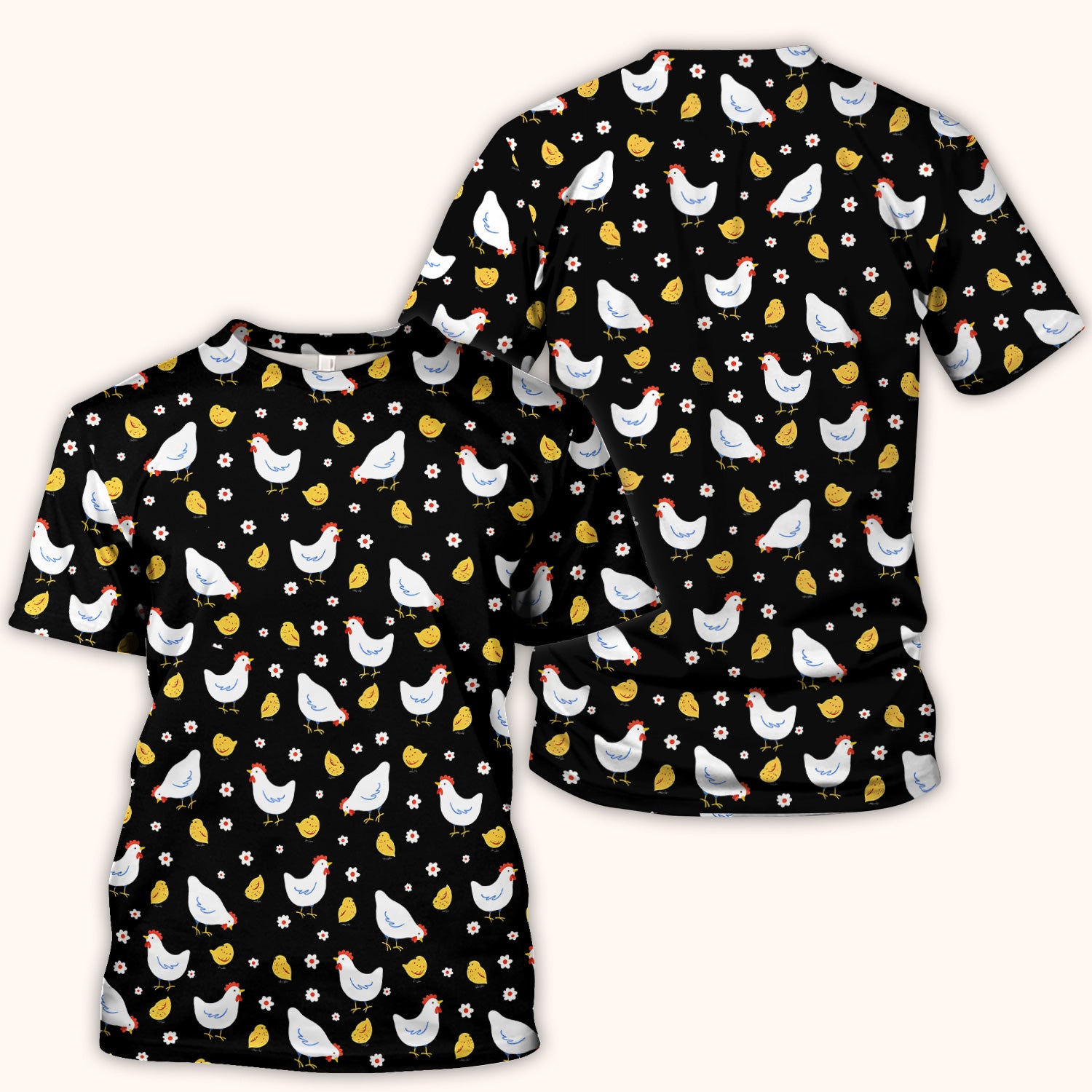 Chicken And Cute Chicks Pattern Scrubs Top, Comfortable Scrubs for Nurses