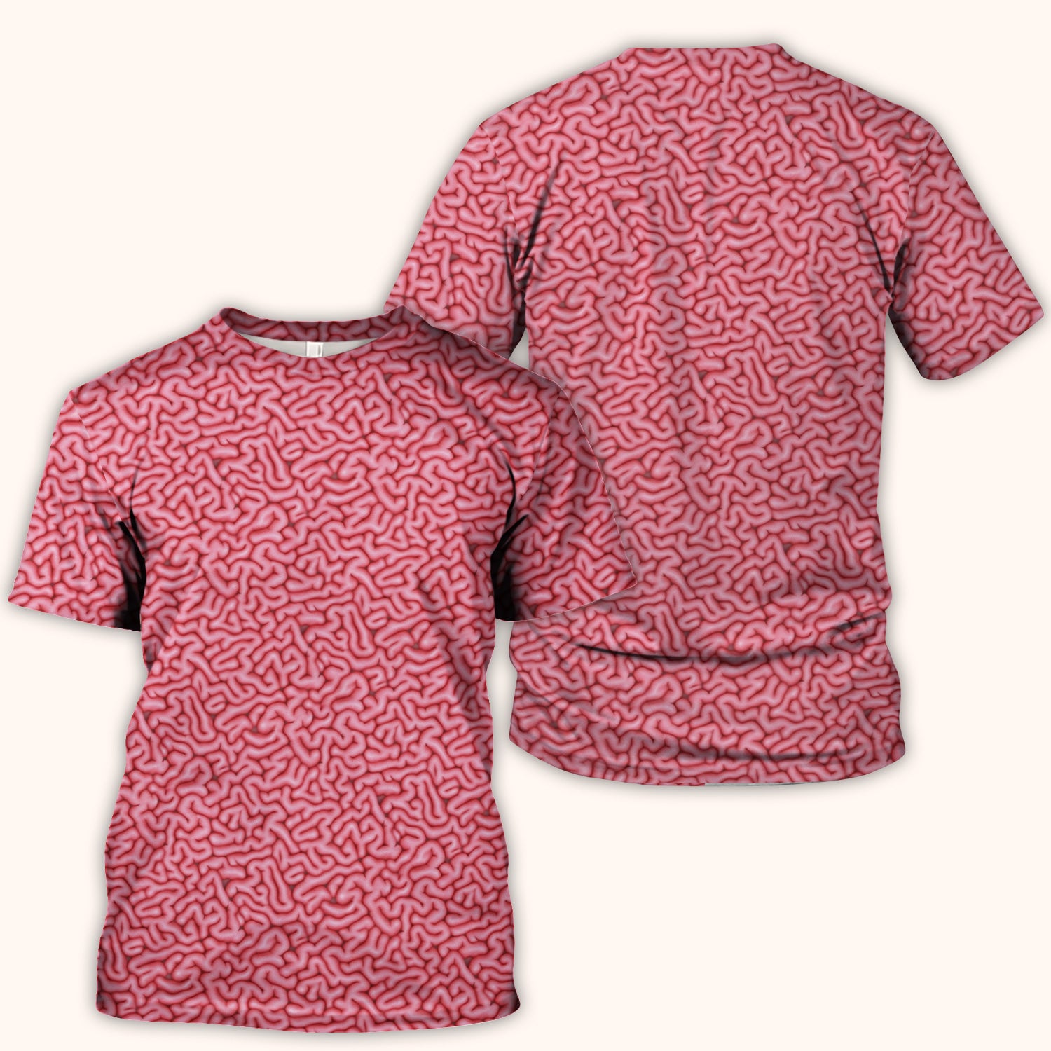 Pink Brain Anatomy Pattern Scrubs Top, Comfortable Scrubs for Nurses