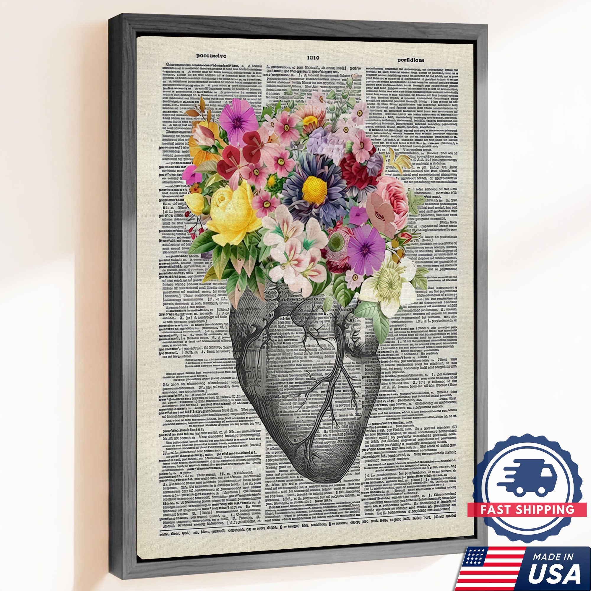 Floral Human Anatomy Nurse Canvas Wall Art, Medical Office Decor