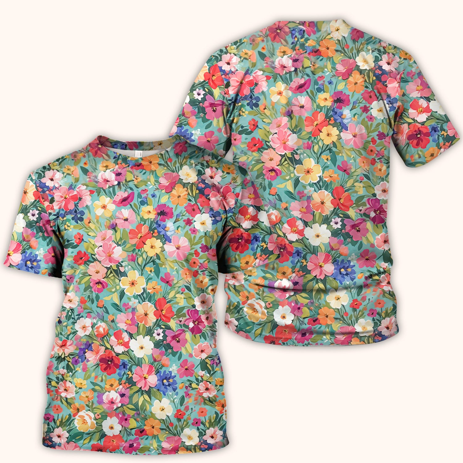 Colorful Wildflower Garden Bloom Scrub Top, Comfortable Scrubs for Nurses