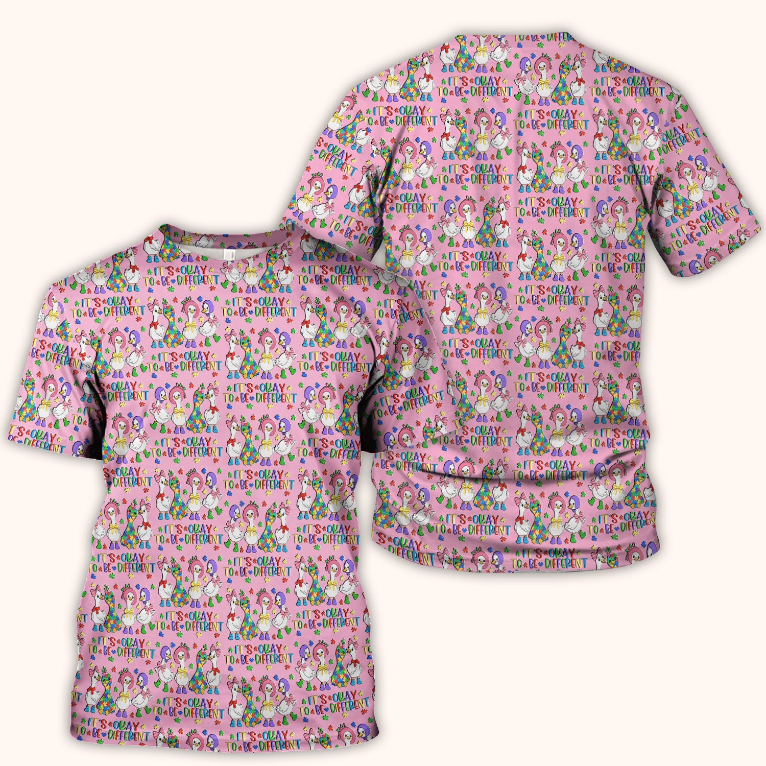 It’s Okay To Be Different Duck Pattern Scrub Top, Comfortable Scrubs For Nurses